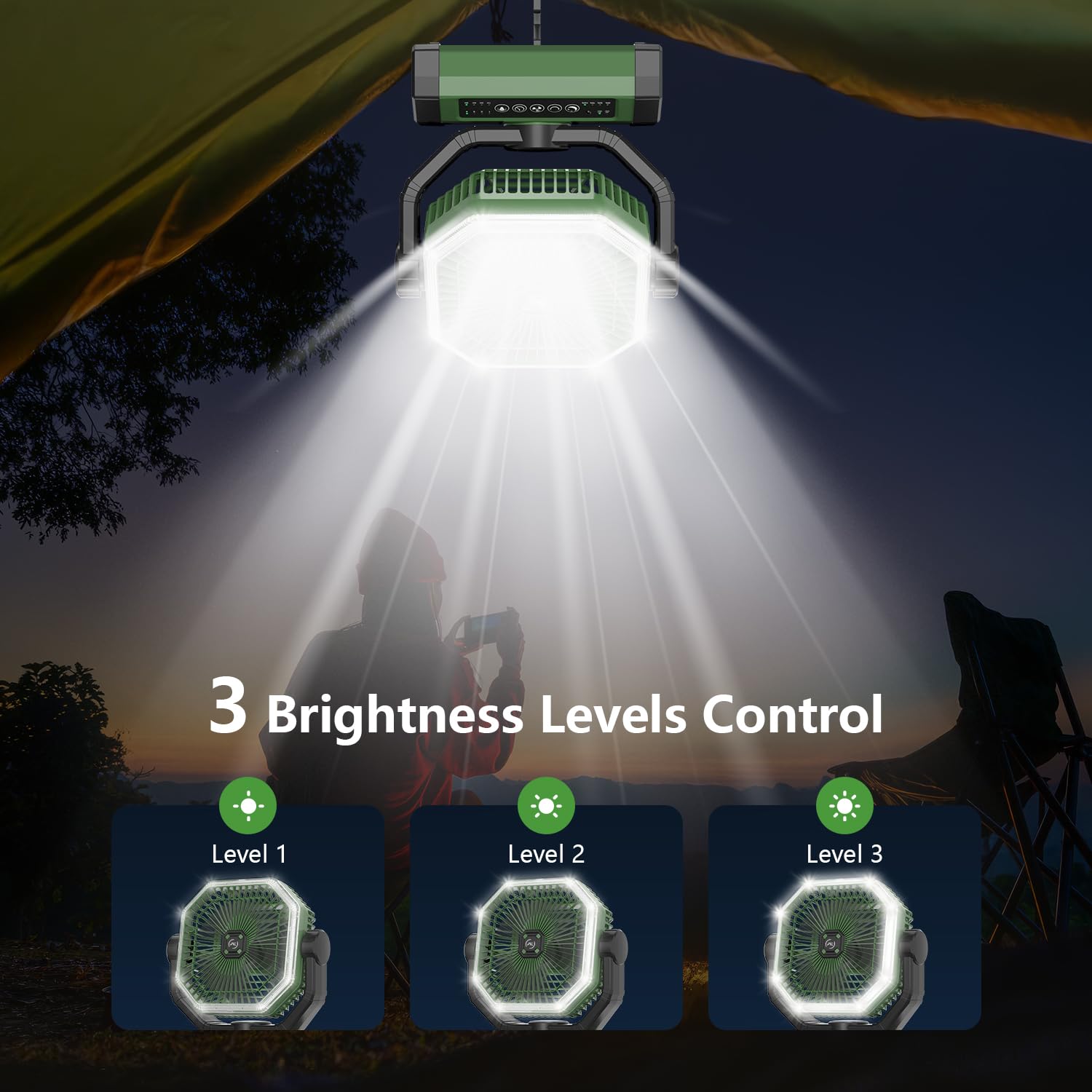 Portable Fan 24000Mah Battery Powered With Remote & Led, 4 Speed Strong Airflow, Desk/Camping/Outdoor/Gym Fan For Office Travel