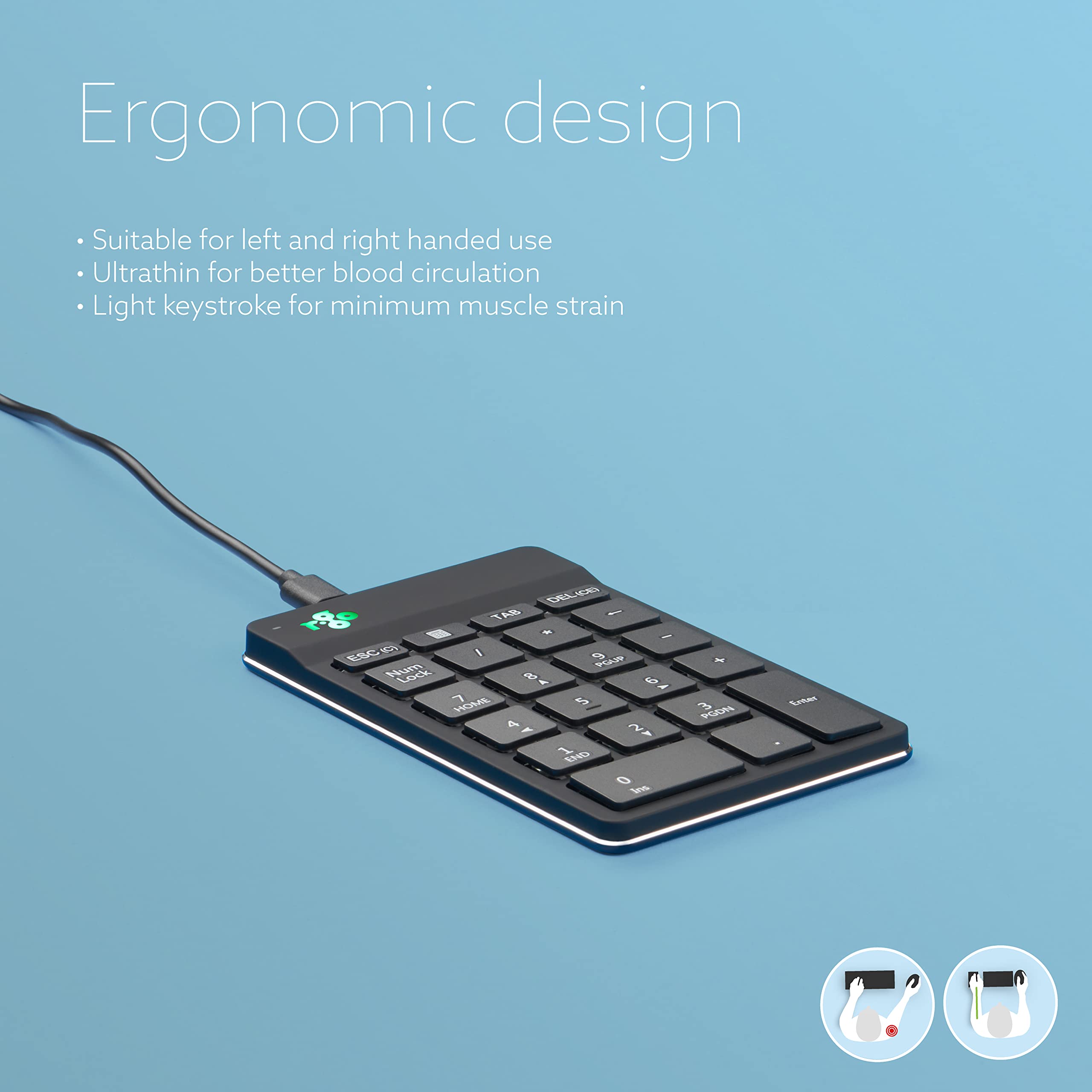 R Go Number Pad Keyboard, Usb C/A Wired, Mini Numeric Keypad With Led Break Indicator, For Financial Accounting, Data Entry & Ex