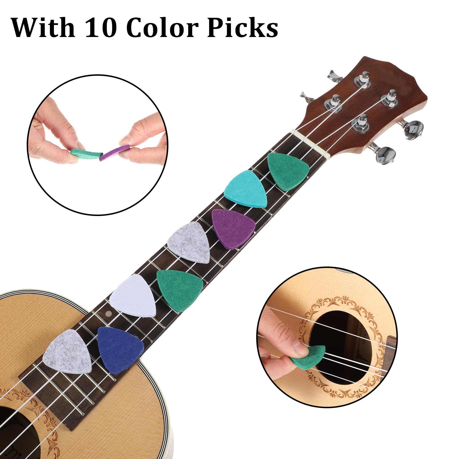 Ptwola Ukulele Chord Chart Cheatsheets Laminated Chord Poster Beginner Learner With 2Pcs Colorful Fretboard Coded Note Decal Sti