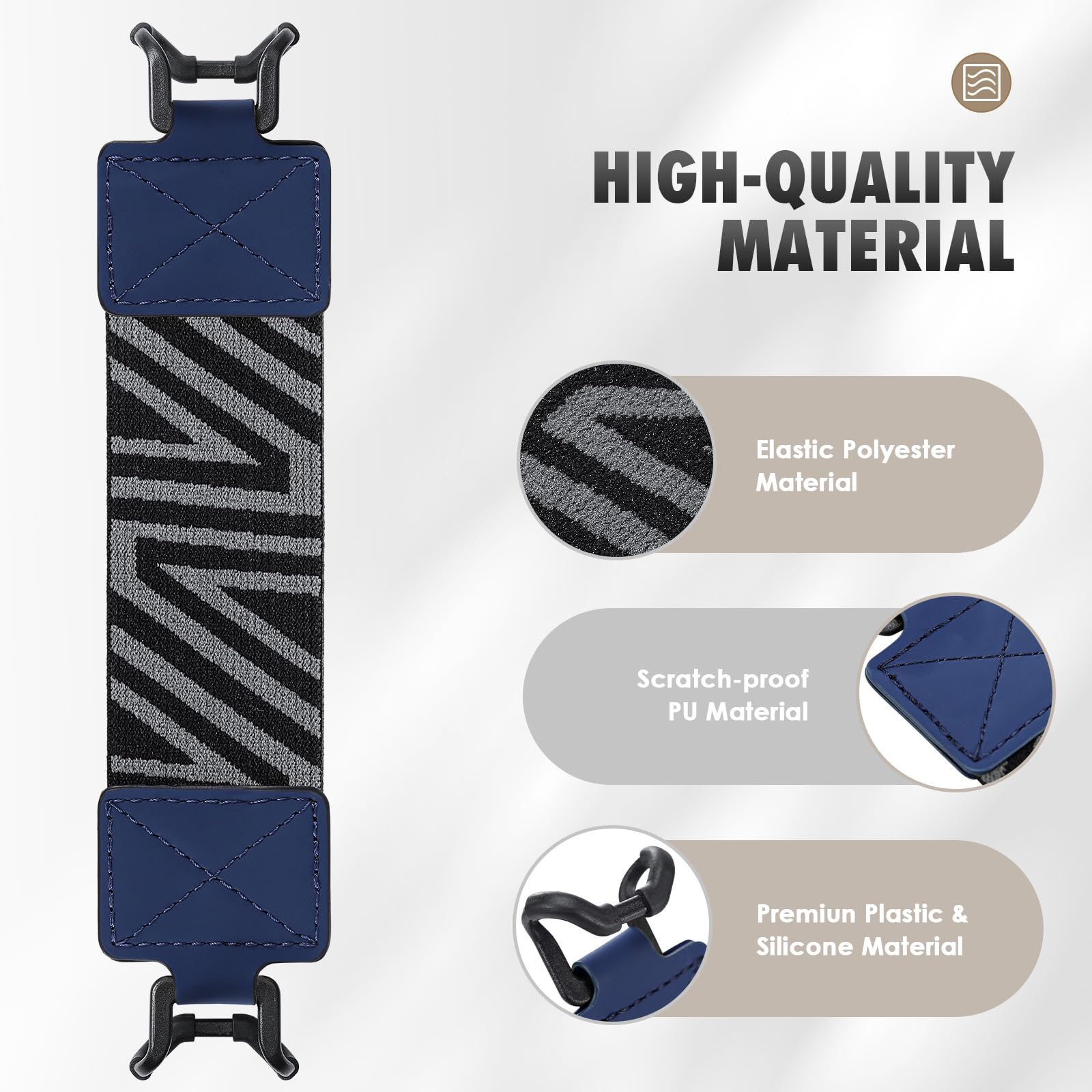 MoKo Security Hand Strap for 9 11 Inch Tablet, iPad/iPad Pro/iPad Air/Kindle Fire HD/Samsung, High Elasticity Versatile Hand Strap Lightweight Finger Grip Holder, Indigo