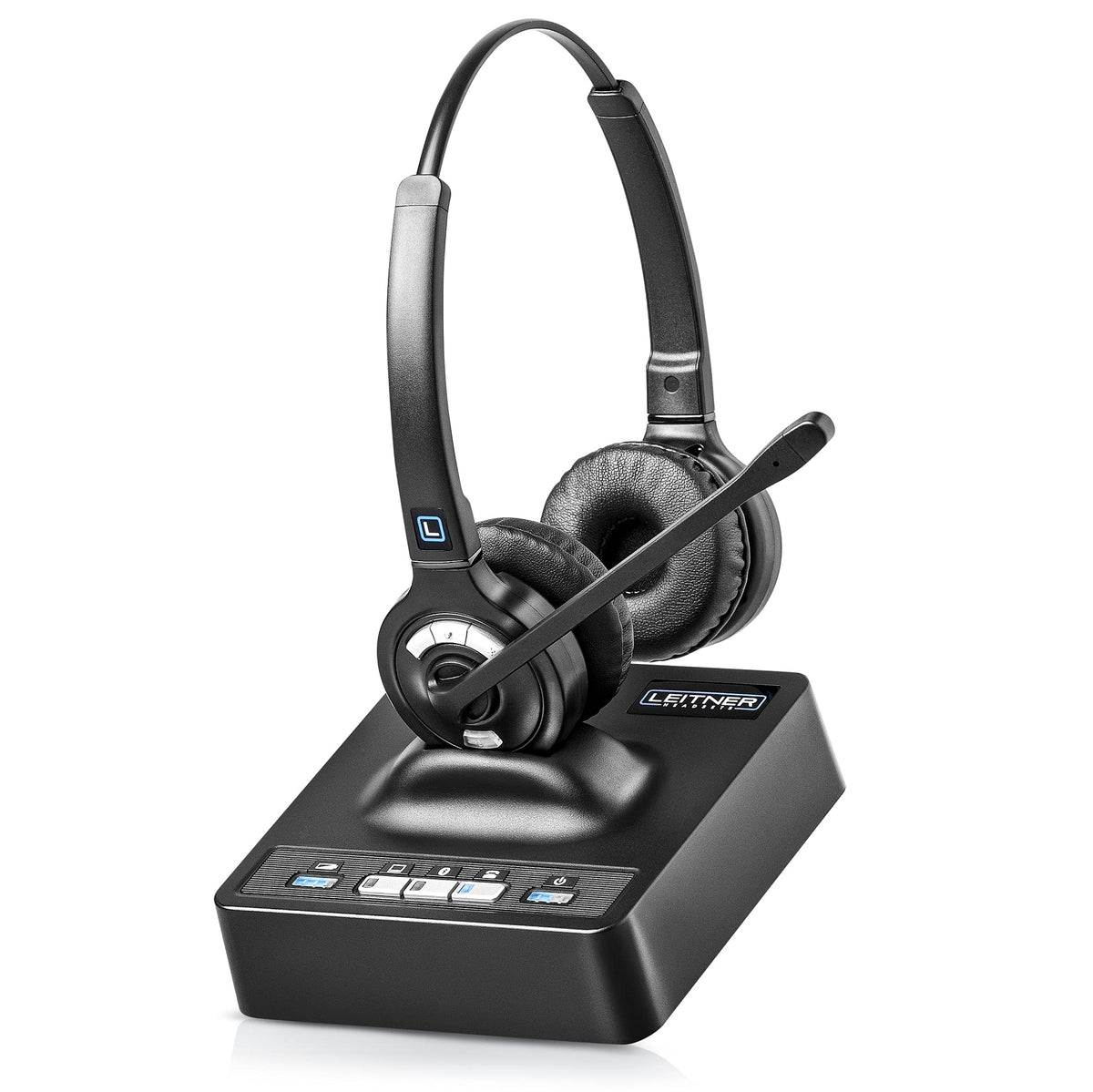 Leitner Lh375 3-In-1 Wireless Office Headset With Mic - Computer, Telephone, And Cell Phone Headset - 5 Year Warranty - Dual-Ear