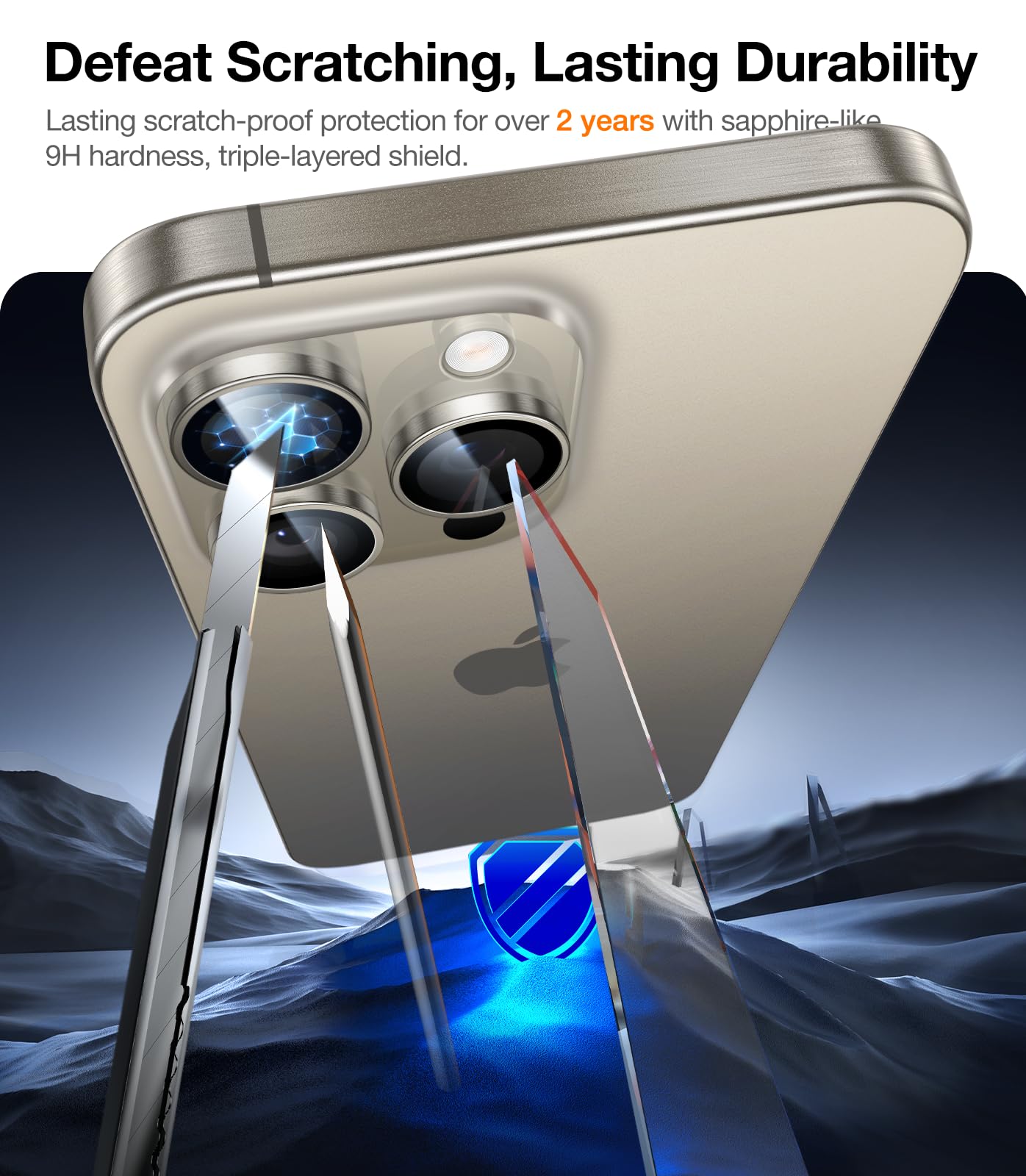 Ultraglass Unbreak Top 9H+ Glass For Iphone 15 Pro Max/15 Pro Lens Protector [Military Grade Shatterproof & Longest Durable] Cam