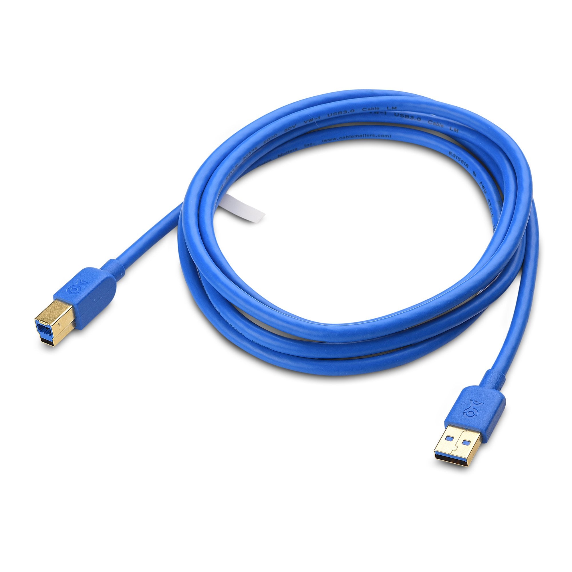 Cable Matters USB 3.0 Cable (USB 3 Cable, USB 3.0 A to B Cable) in Blue 6 ft