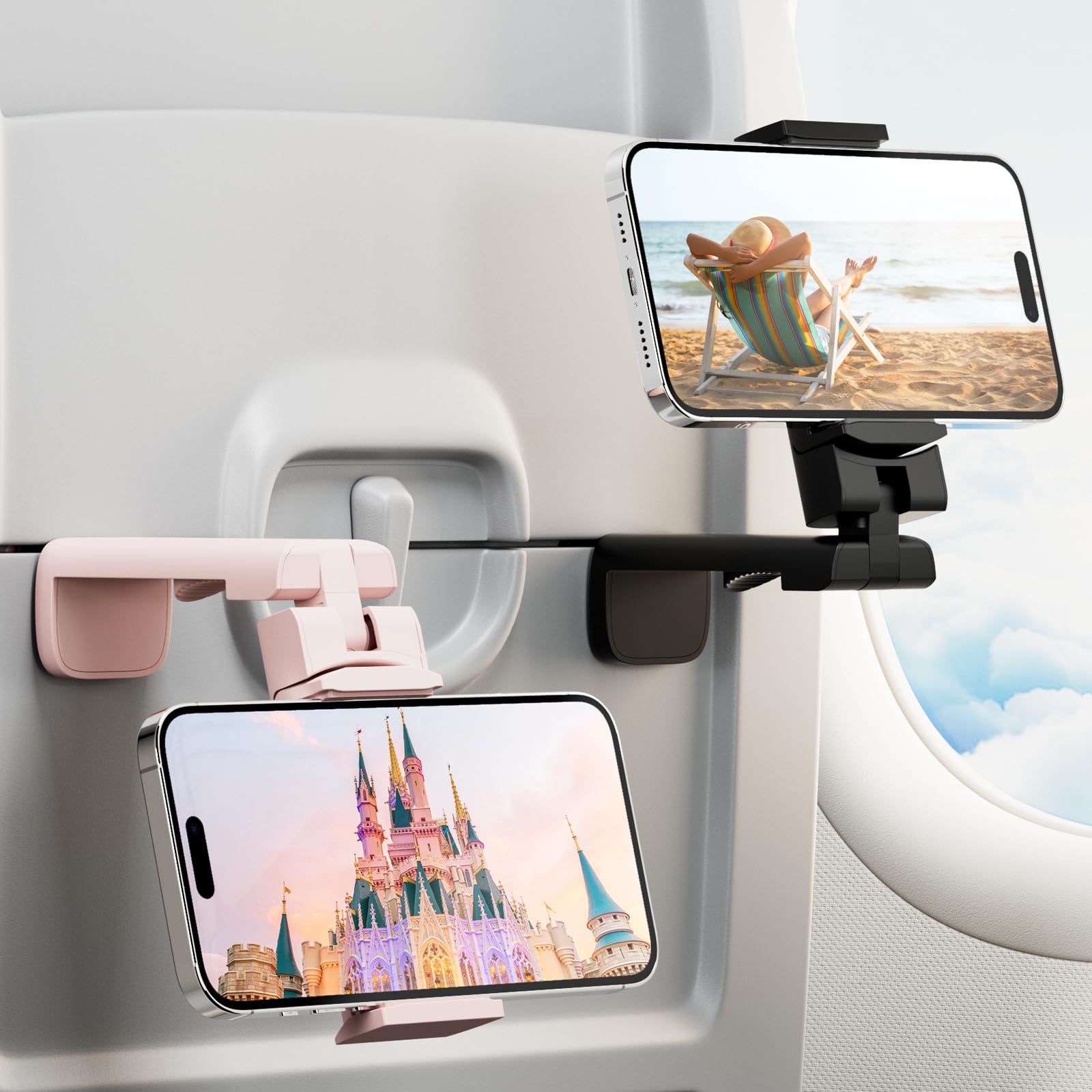 2 Pack Airplane Phone Holder For Valentine'S Day, Klearlook 360 Rotation Travel Essentials Phone Mount For Desk, Handsfree Flexi
