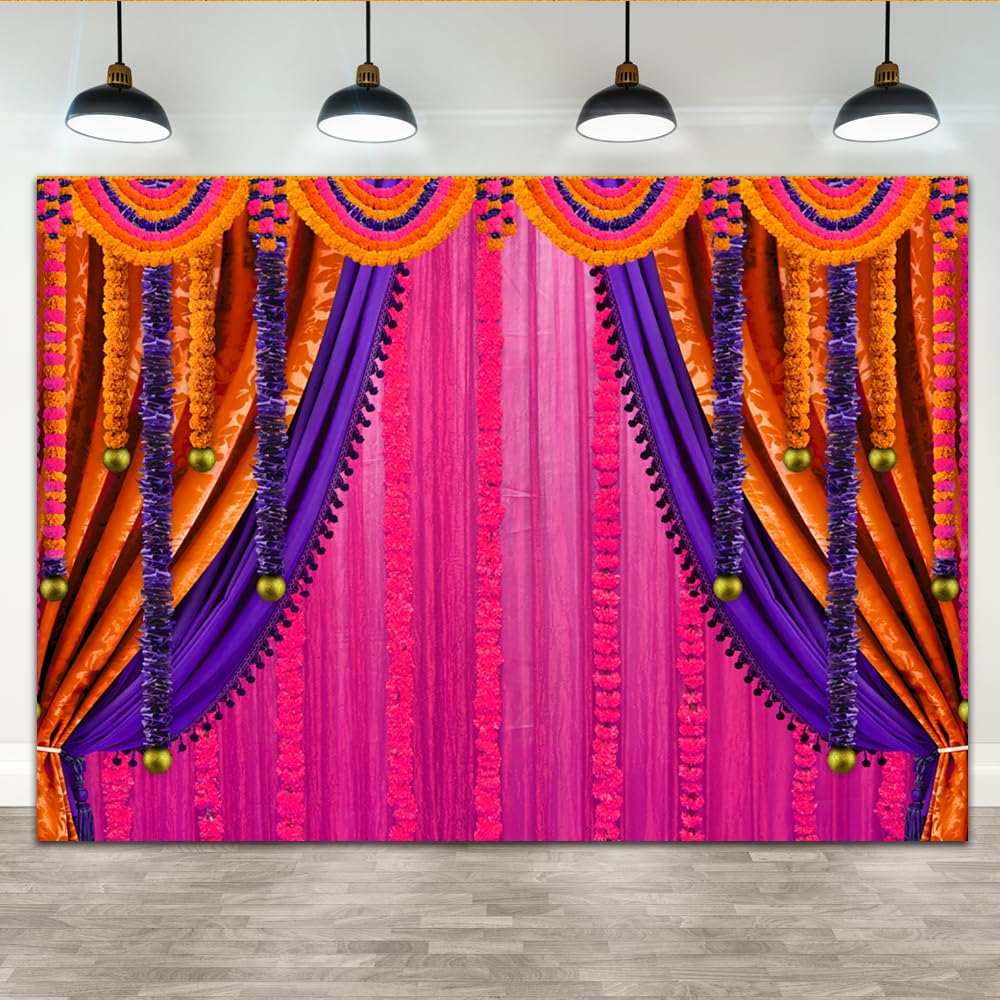 Lofaris Purple India Pooja Photography Backdrop Puja Ganpati Pooja Traditional Mehndi Festival Background Decorations Wedding Pa