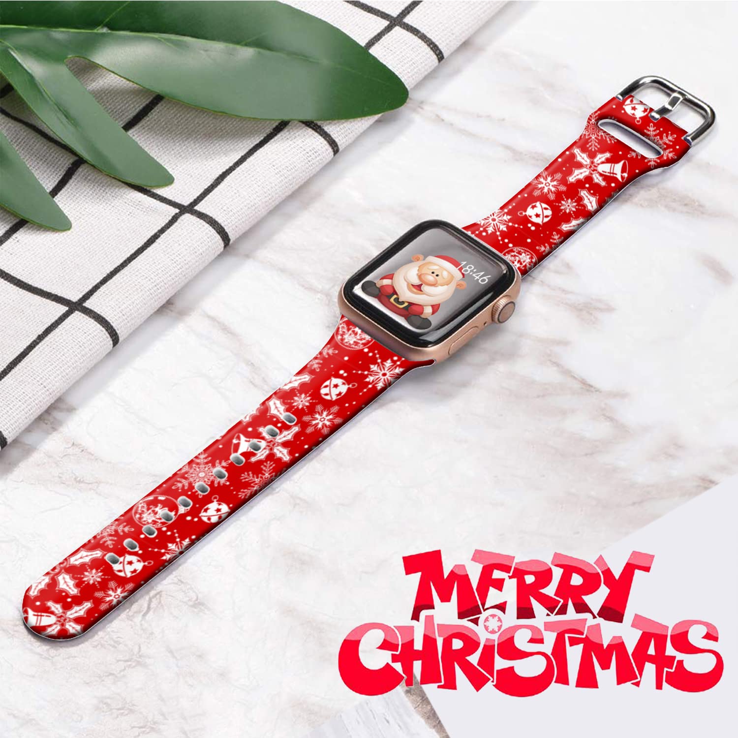 Ftfcase Christmas Balls Watch Bands Compatible With Apple Watch 49Mm 45Mm 44Mm 42Mm, Flower Printed Soft Silicone Sport Strap Re