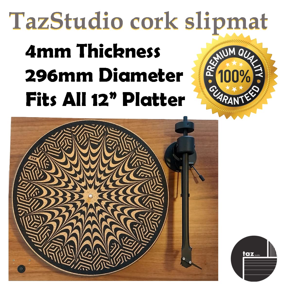 Tazstudio Premium Slipmat   Cork Turntable Mat [4Mm Thick] For Better Sound Support On Vinyl Lp Record Player   Cork Mat Origina