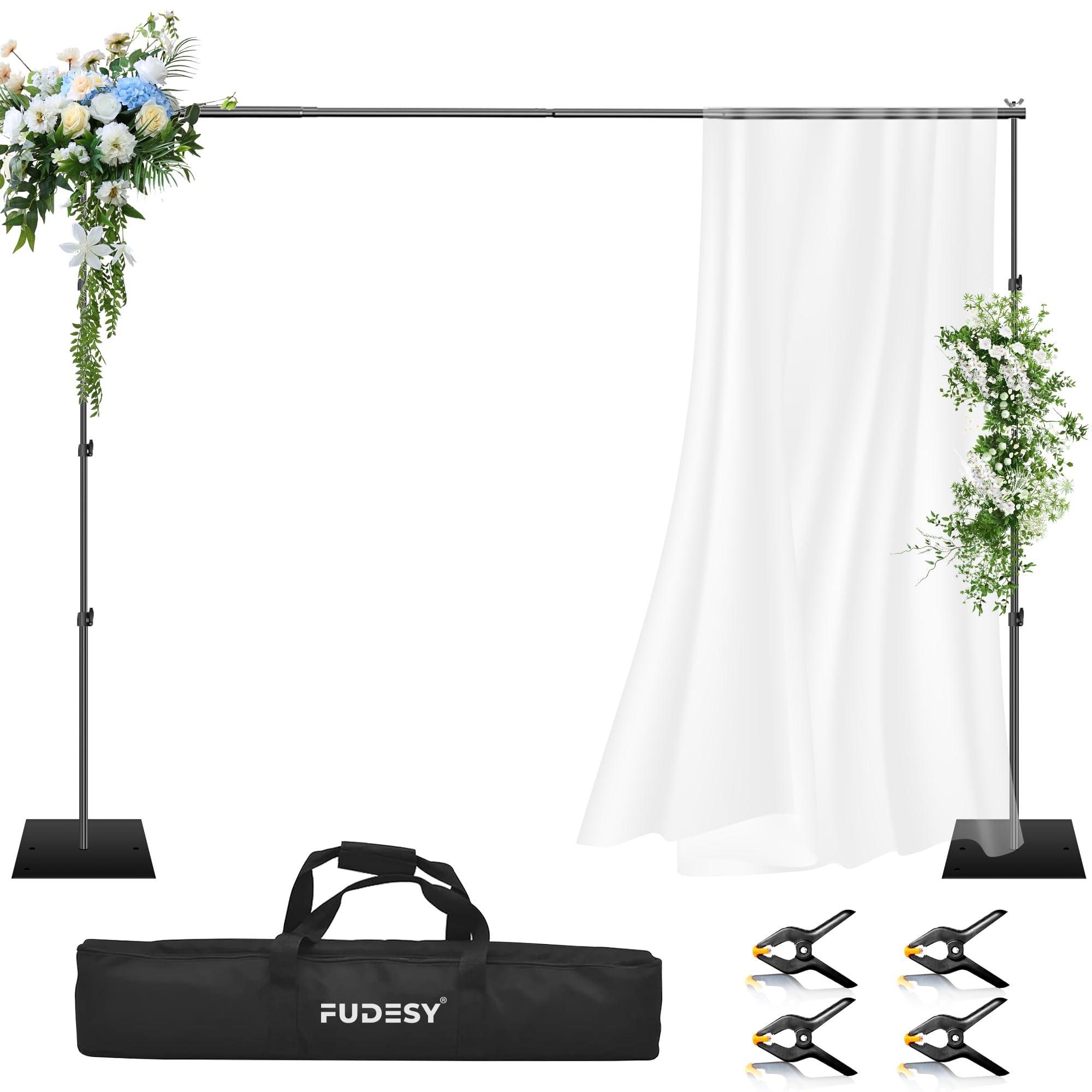 Fudesy Heavy Duty Backdrop Stand, 8.5X10Ft Adjustable Photo Background Stand Support System Kit With Steel Base, Pipe And Drape