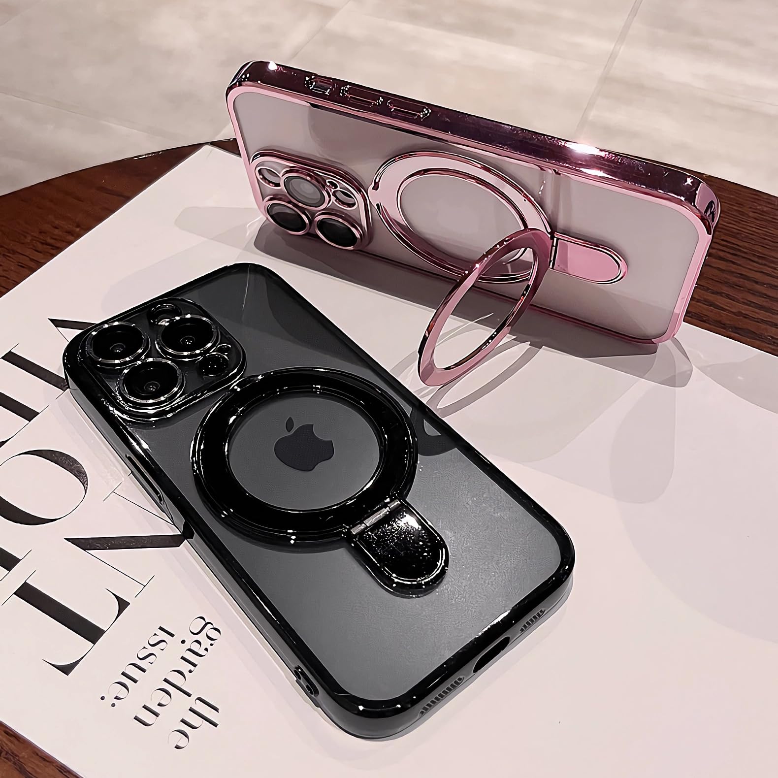 Lxk Magnetic Invisible Stand For Iphone 15 Case Compatible With Magsafe, Military Grade Protection, With Camera Lens Protector,