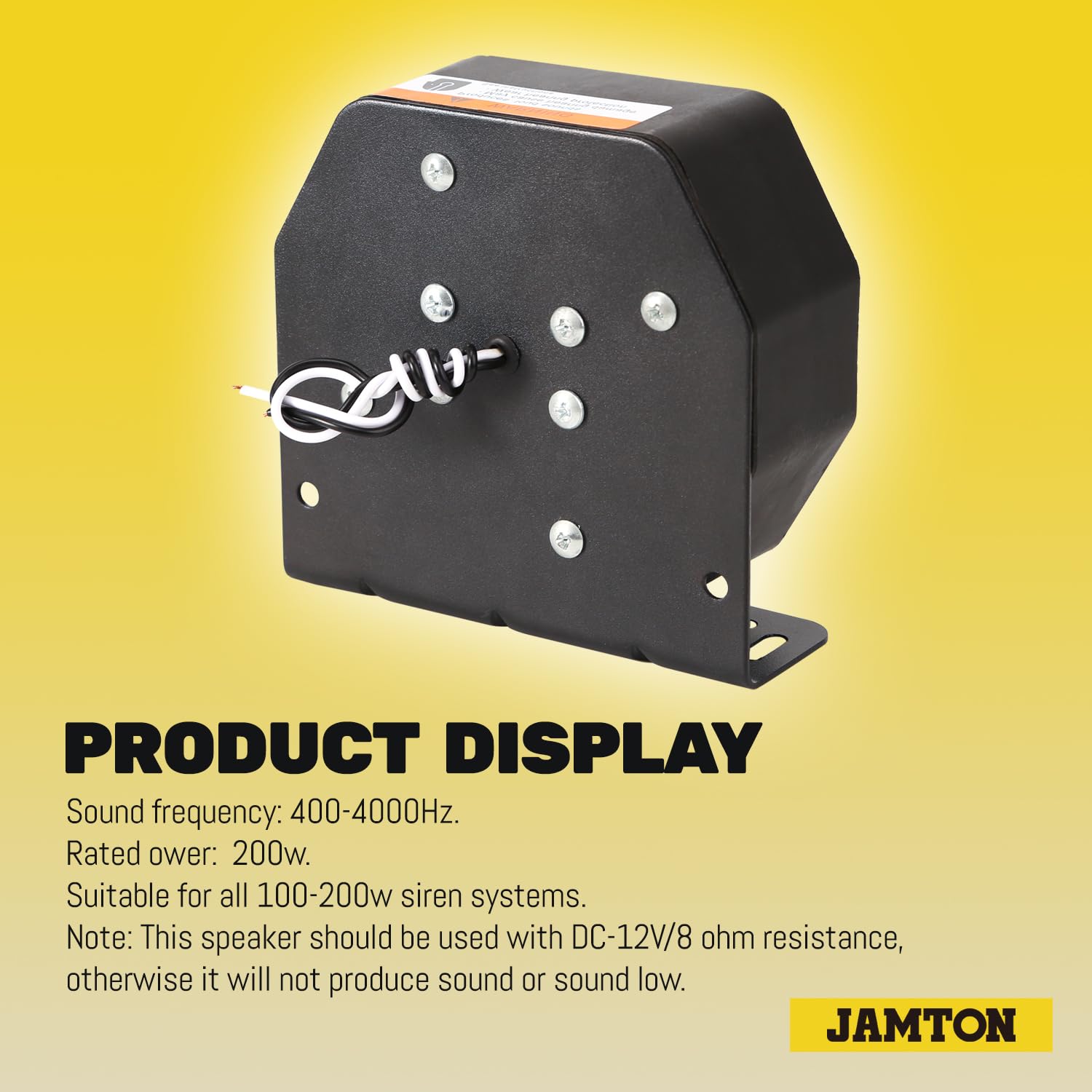 Jamtom Compact High Performance Pa Siren Horn, 200W/8 Ohms Ultra Slim Sirens Speaker For Police, Ambulance, Engineer Vehicles (C