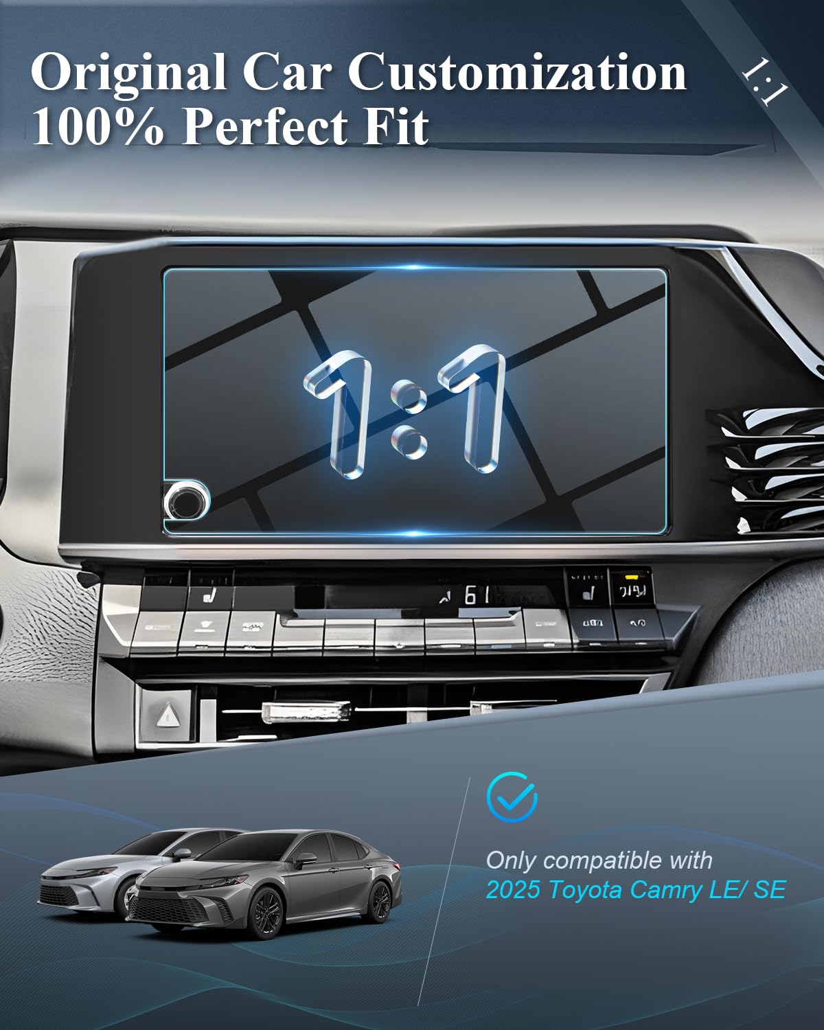 Bibibo 2025 Camry Screen Protector 2025 Toyota Camry Le/Se 8' Tempered Glass Protective Film [Anti Glare& Scratch Ultra Clear] 2025 Toyota Camry Le Accessories Radio Screen Protector Camry 2025