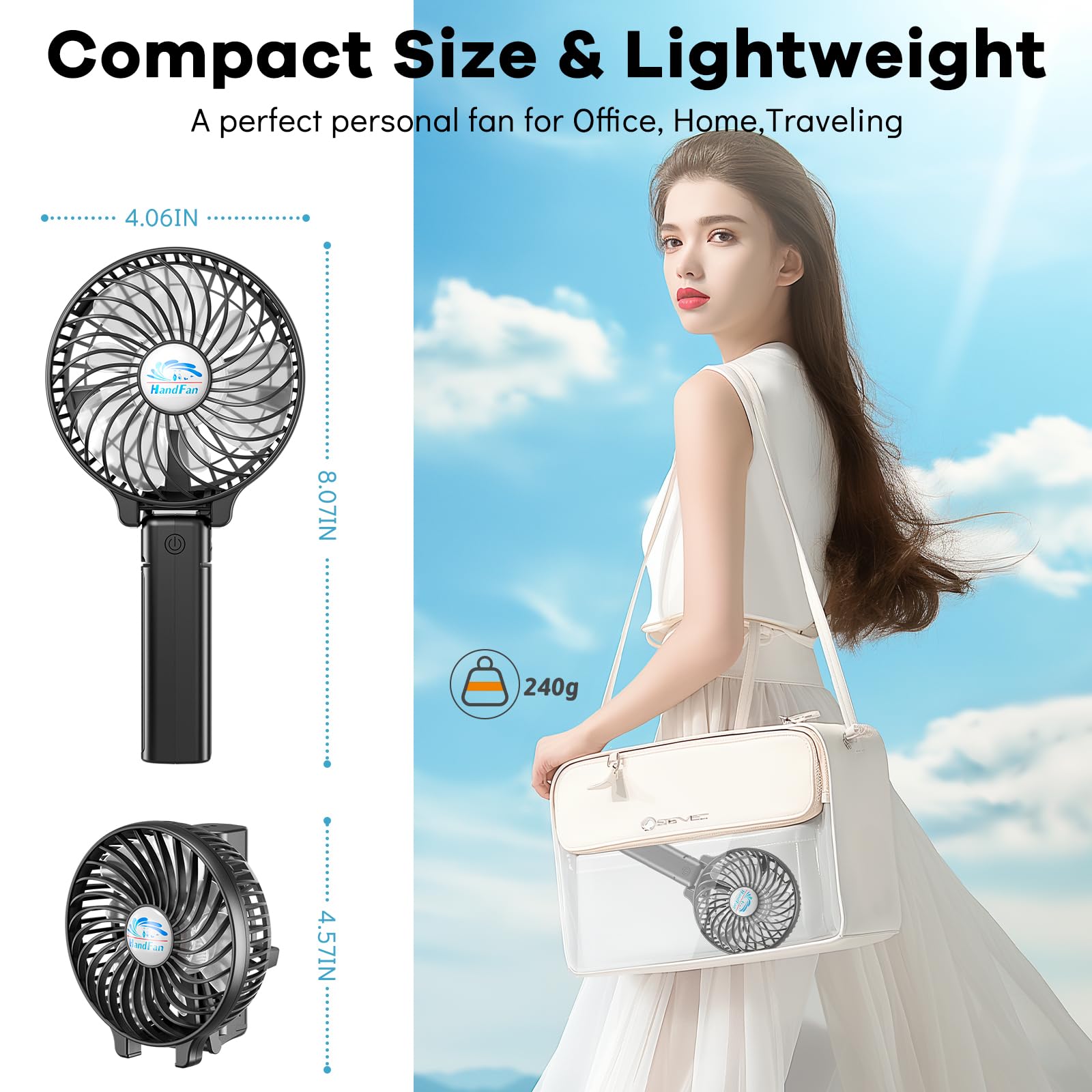Handfan Portable Fans Battery Operated Handheld Fan Rechargeable With Anti Automatic Working Button & Built In Bracket Usb Desk