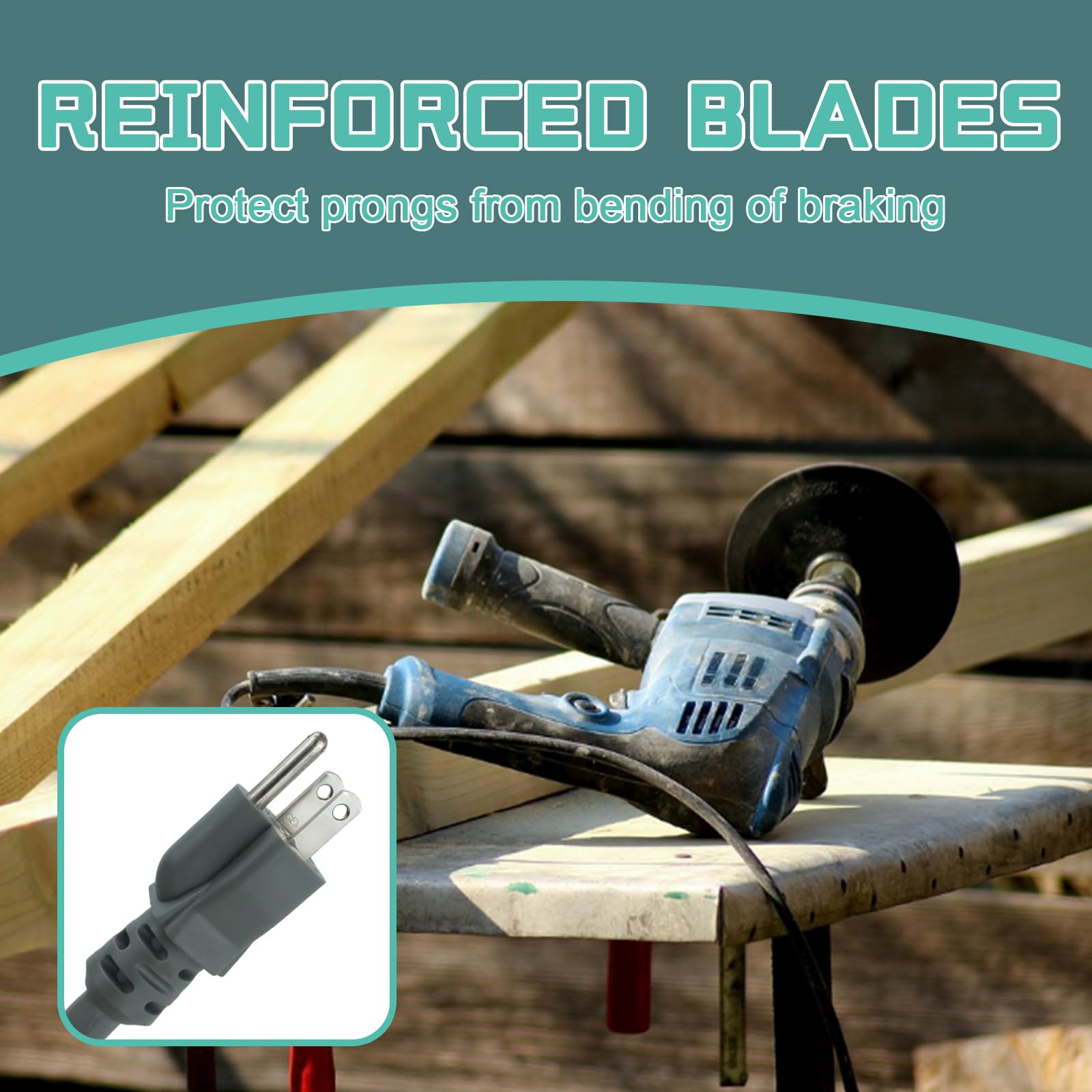 Greatide 15 Ft Outdoor Extension Cord   12/3 Sjtw Heavy Duty Grey Extension Cable With 3 Prong Grounded Plug   Power Cord For La