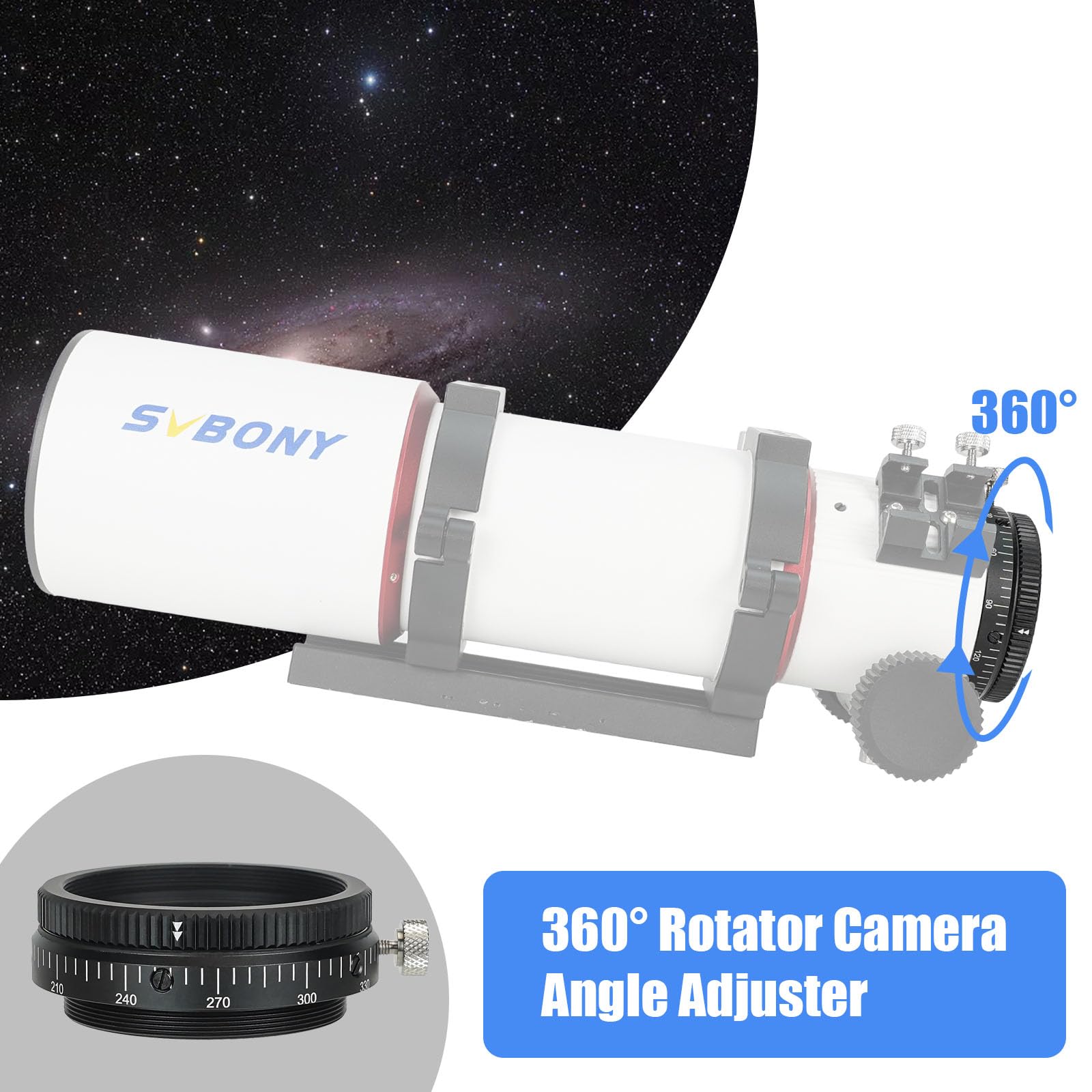 Svbony Sv210 Camera Angle Adjuster, M63 Caa 360 Degree Rotator, For Sv550 80Mm F6 Visual Rotation, Caa For Deep Sky Astrophotogr
