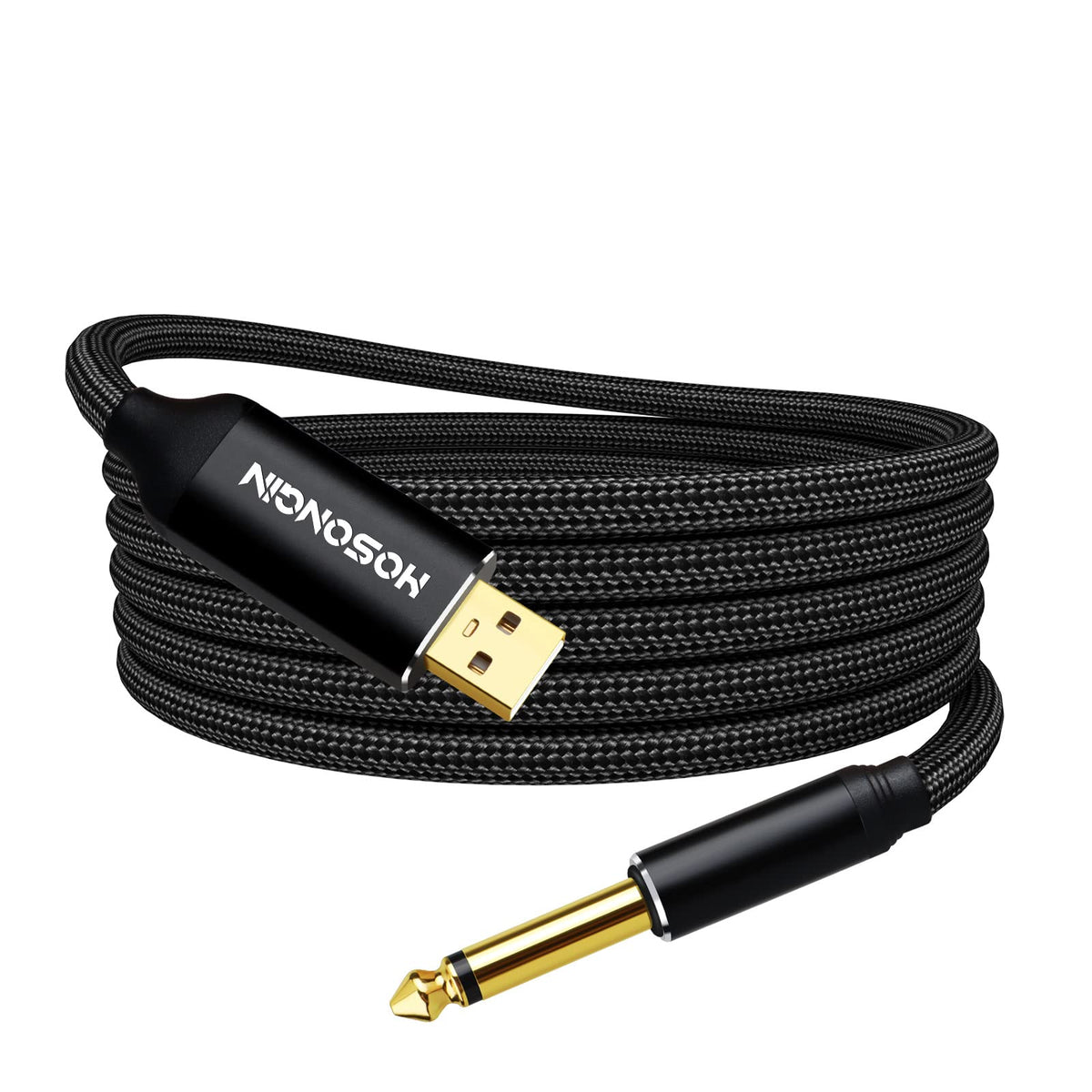 Hosongin Usb Guitar Cable, Guitar 1/4 Inch Ts To Computer Usb Interface Cable Adapter For Instruments Recording Singing, Premium