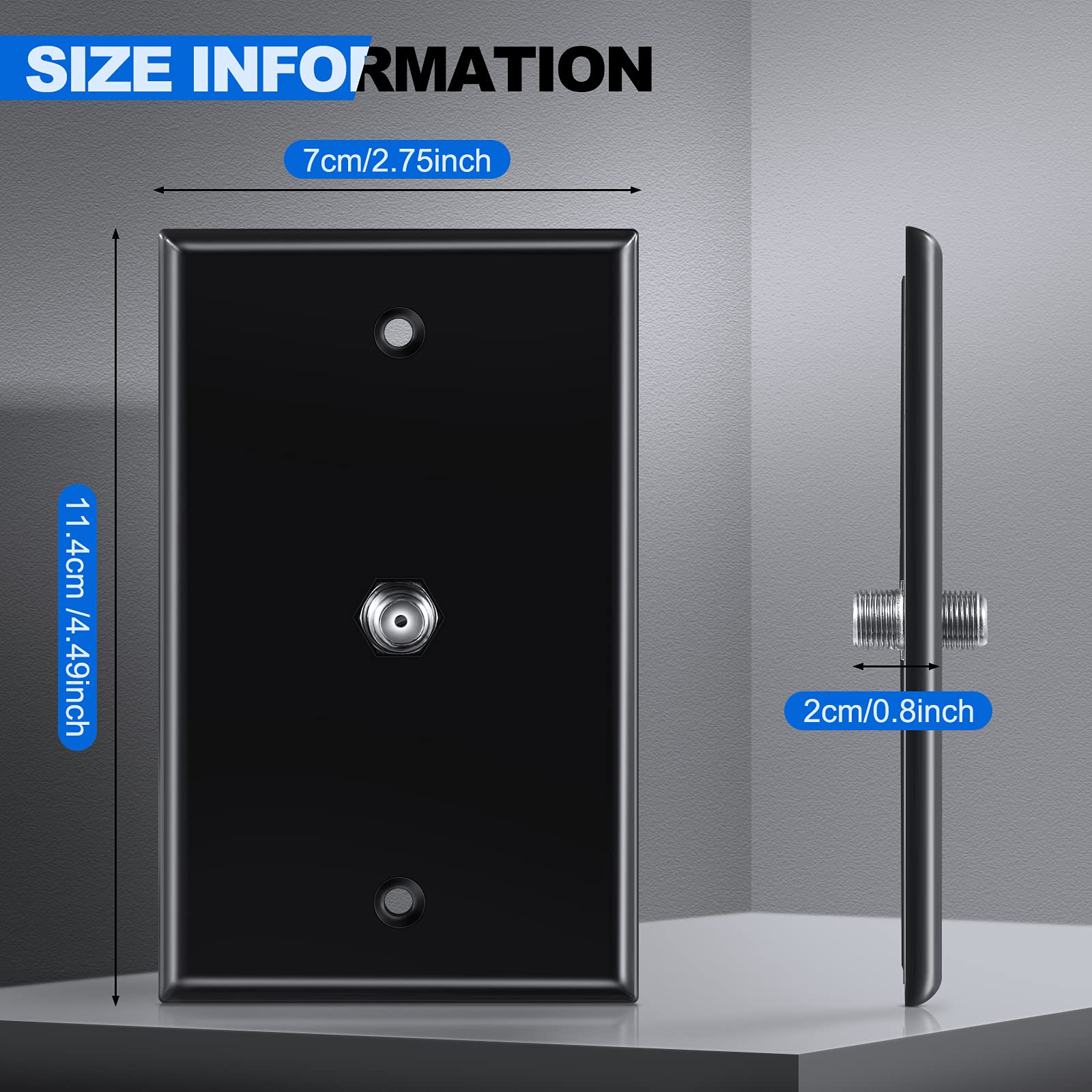 4 Pieces Coax Wall Plate 1 Port Tv Cable Wall Plate F Connector Wall Plate Single Gang Video Wall Jack Wall Plates (White And Bl