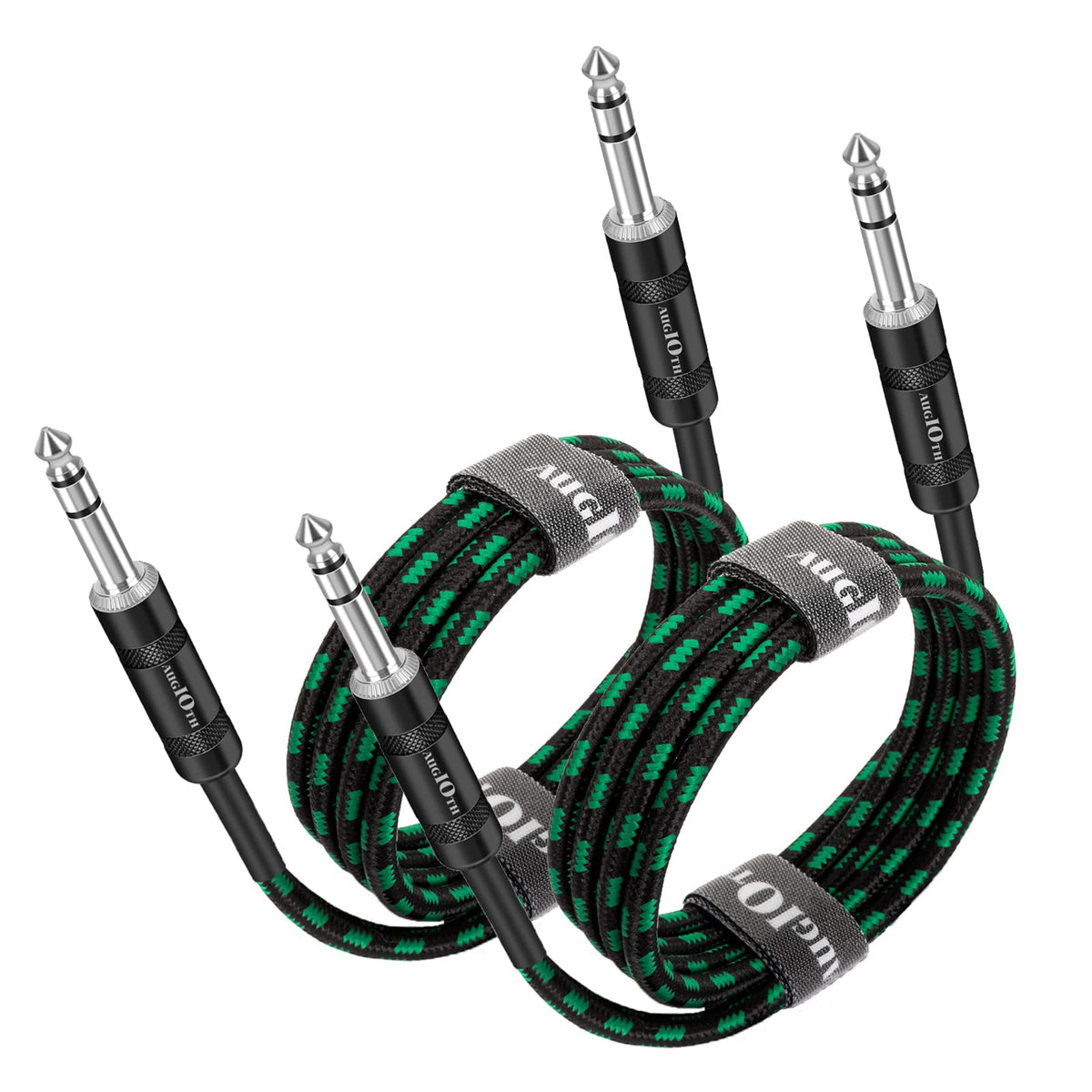 Augioth 1/4 Trs Cable 6Ft 2Pack, Balance 6.35Mm Trs Plug, Stereo Quarter Inch Trs Male Cable For Power Speaker, Mixer, Amplifier