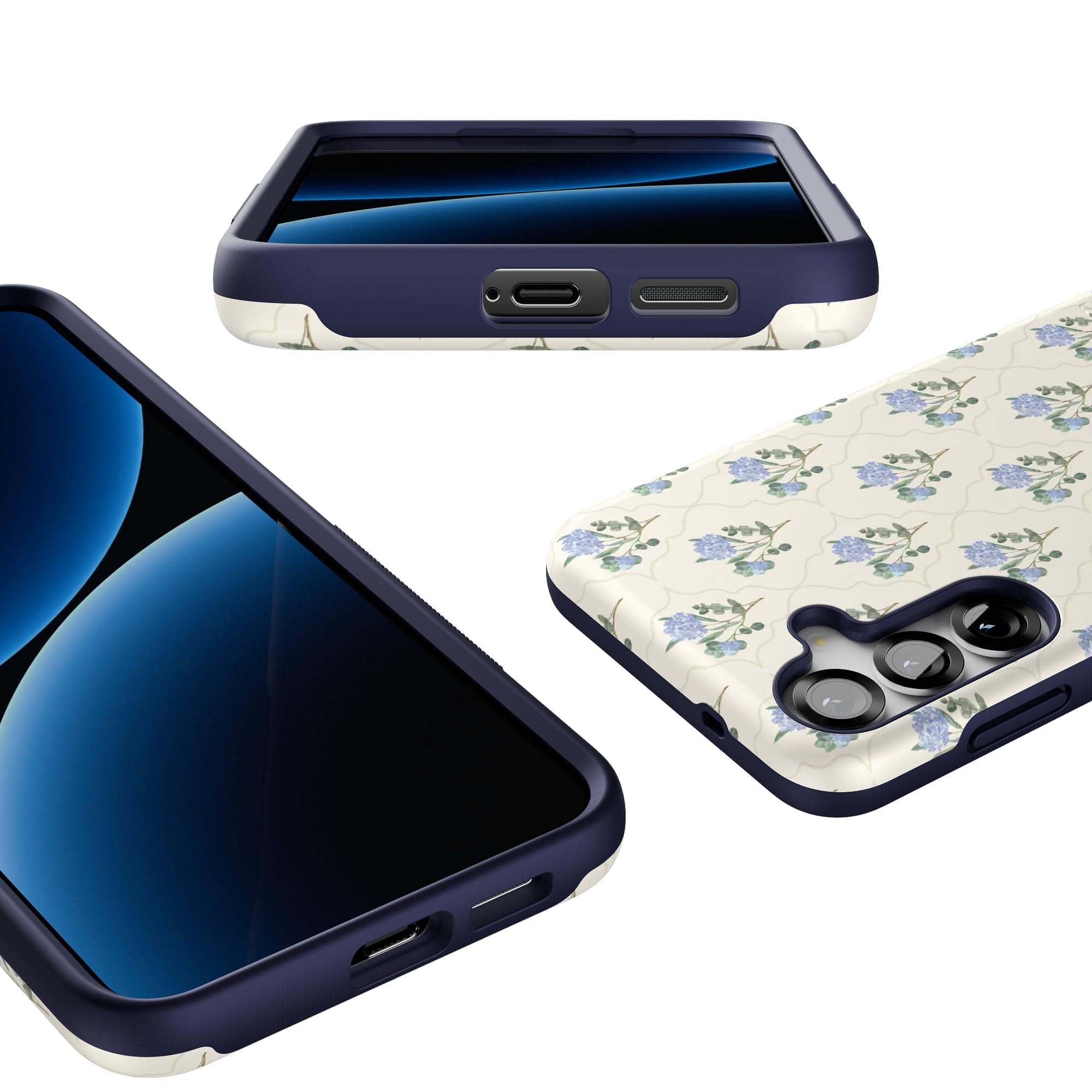 Casely Galaxy S25 Plus Case | Vintage Garden | Blue Hydrangea | Bold Protective Design | Compatible With Magsafe