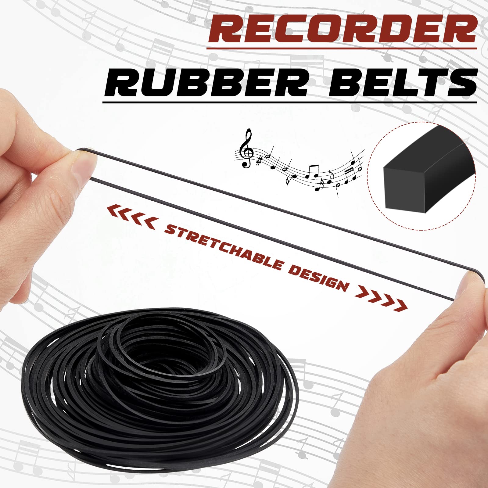 Kanayu 100 Pcs Recorder Rubber Belts 40 135 Mm Square Belt Cassette Tape Machine Repair Maintenance Mix Cassette Recorder Belts