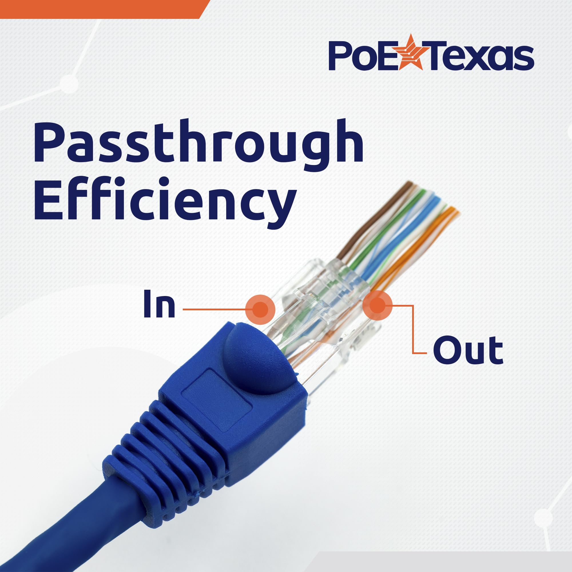 Poe Texas Rj45 Connectors Passthrough   100 Pack   Crimp Style Network Cable Ethernet Connector Rj45 Ends For Cat 6 Rj45 Pass Through Connector Jack