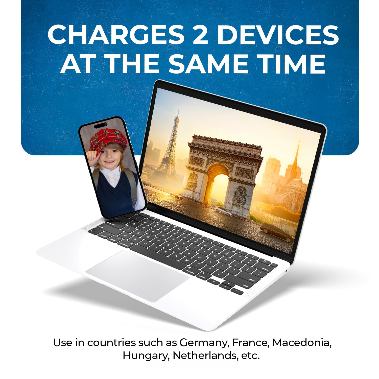 Orei European Adapter Plug, Travel Adaptor For Europe Schuko Countries 2 In 1, For Germany France Iceland Netherlands Russa Gree