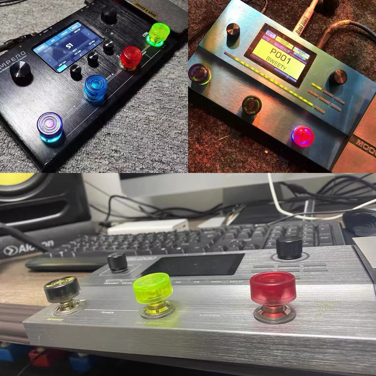 Tuoren 20Pcs Guitar Effects Pedal Footswitch Toppers Plastic Pedal Nail Caps For Guitar Effects Pedal Buttons (White)