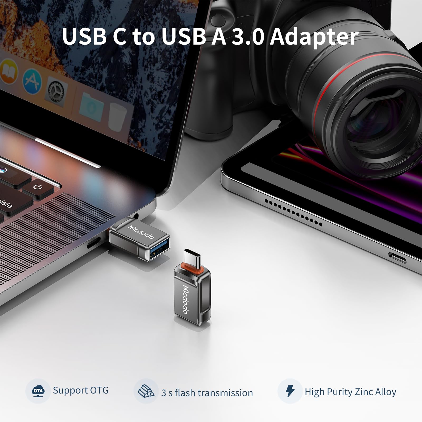 Mcdodo Usb C To Usb 3.0 Adapter[2 Pack], Type C Thunderbolt 4 Otg Converter Usb-C Male To Usb A 3.0 Female Adaper For Iphone 15,