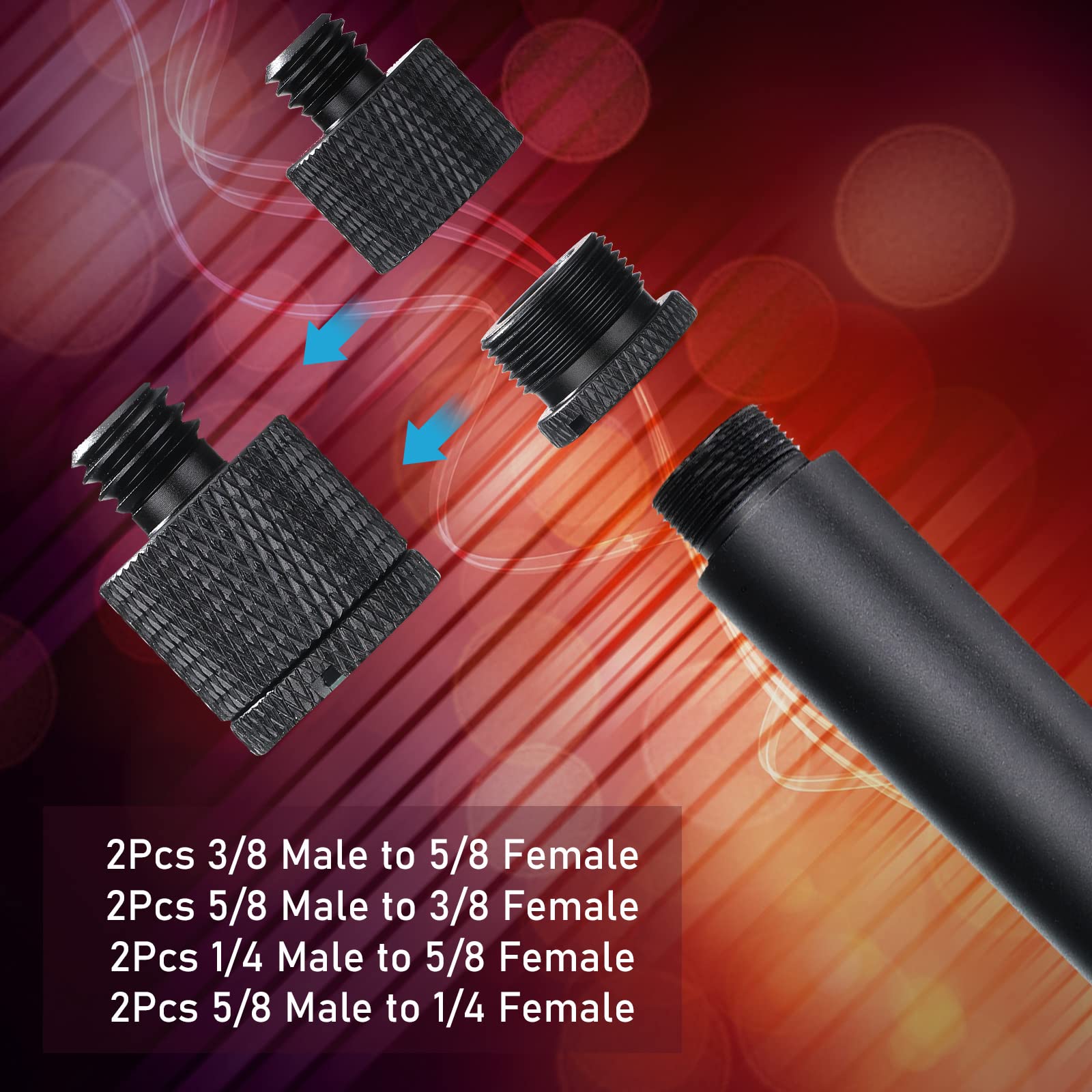 8 Pieces Mic Stand Adapter 5/8 Female To 3/8 Male And 3/8 Female To 5/8 Male, 5/8 Female To 1/4 Male And 1/4 Female To 5/8 Male