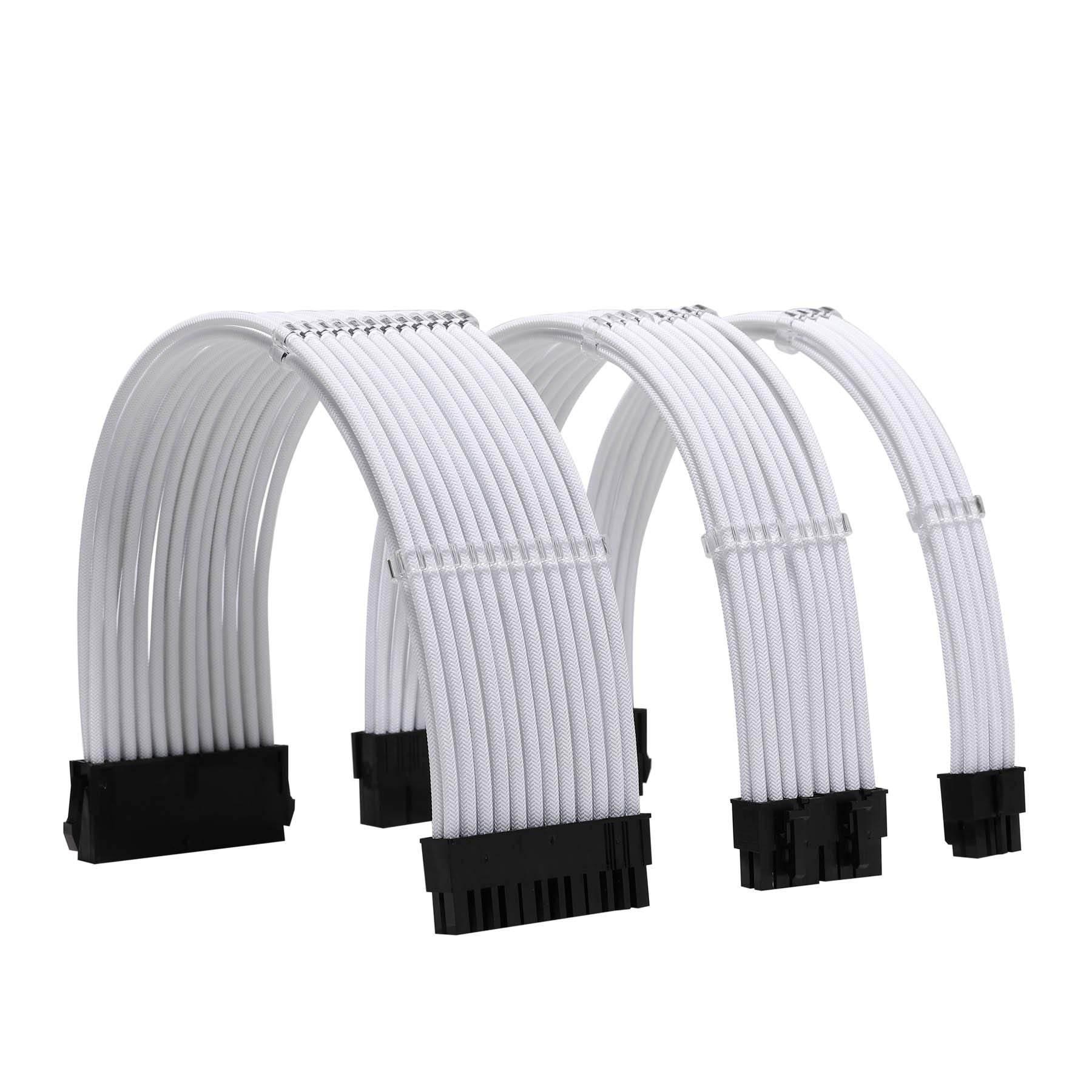 Formulamod Sleeve Extension Power Supply Cable Kit 18Awg Atx 24P+ Eps 8 P+Pci E8 P With Combs For Psu To Motherboard/Gpu (White)