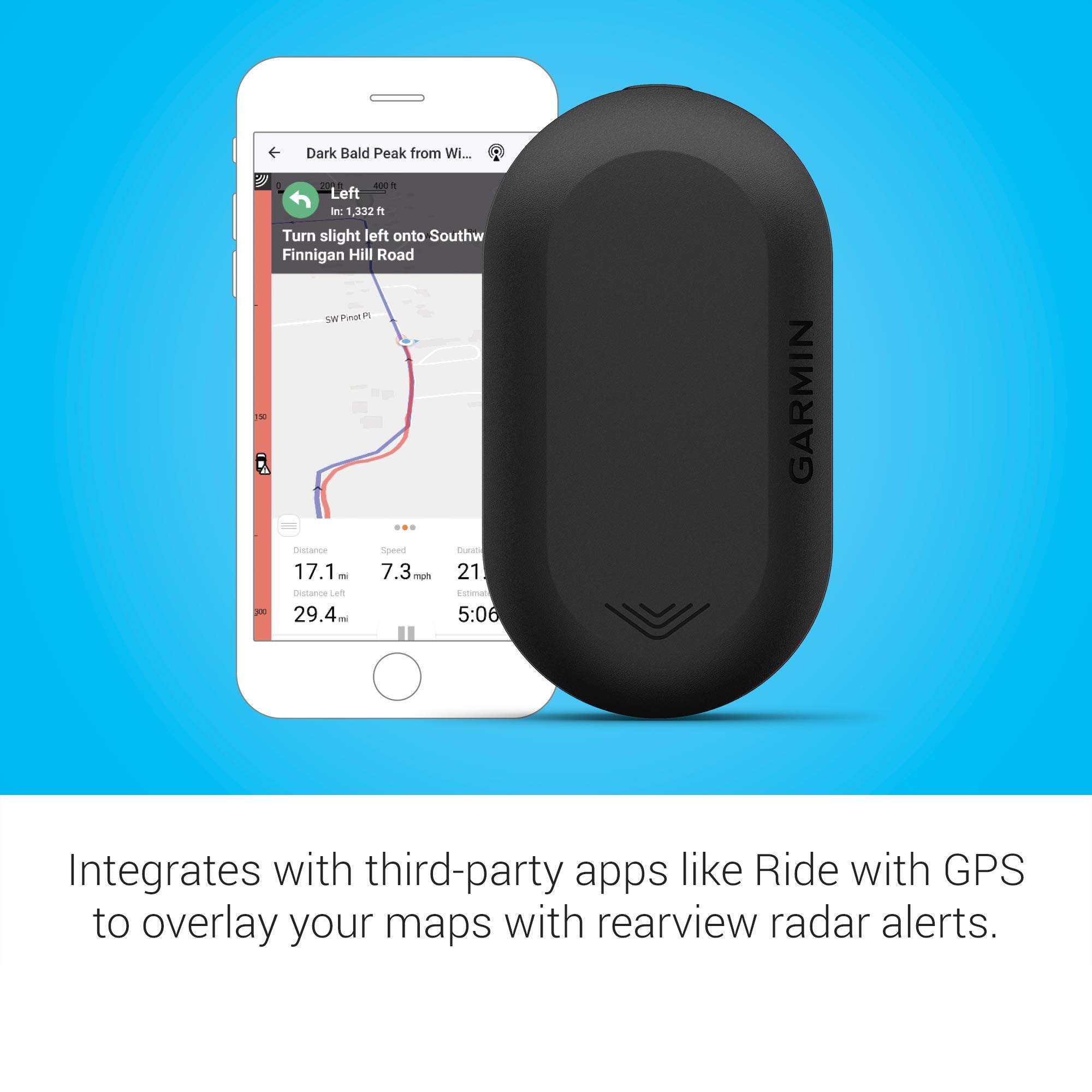 Garmin Varia Rvr315, Cycling Rearview Radar With Visual And Audible Alerts For Vehicles Up To 153 Yards Away