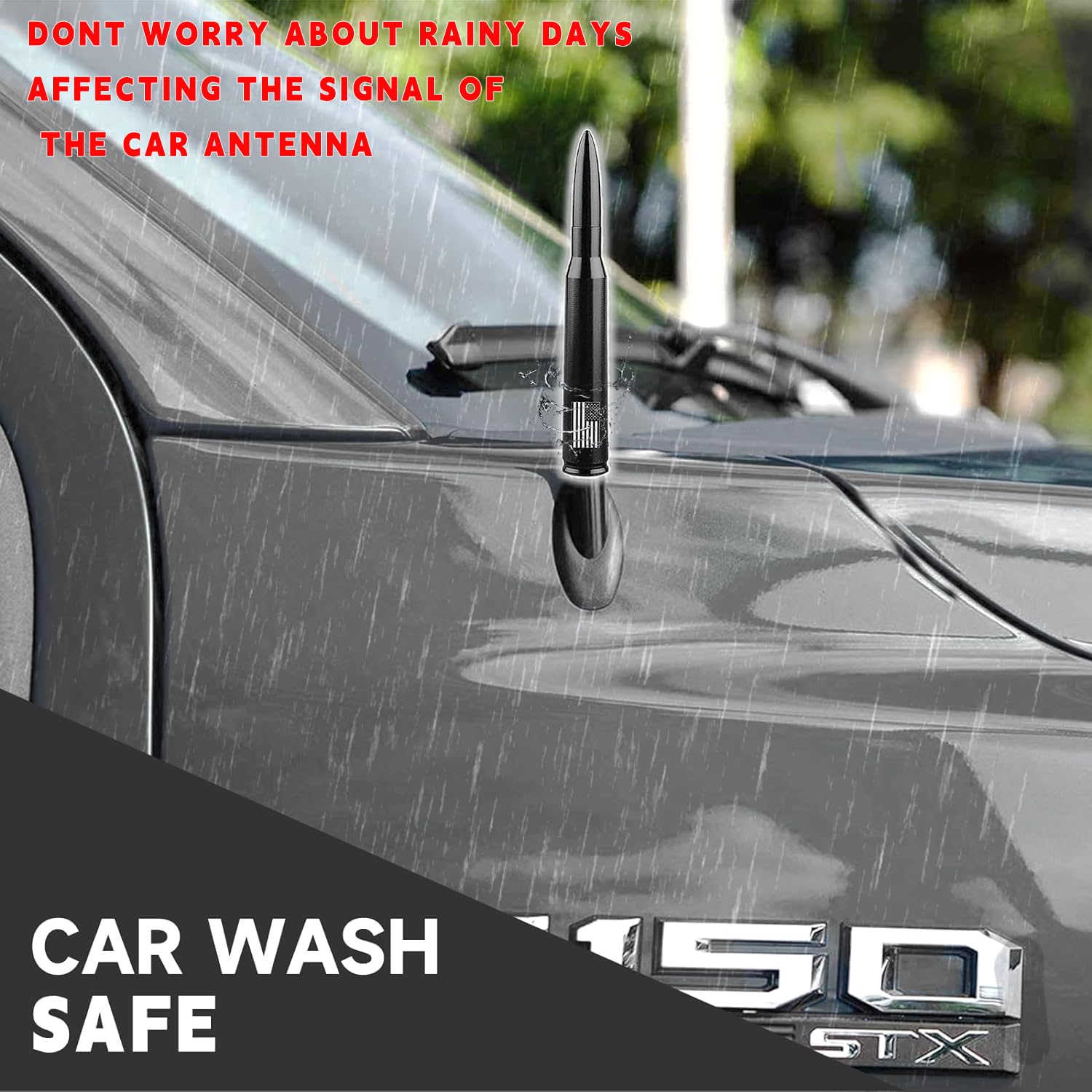 American Flag Car Truck Antenna With Valve Stem Caps, Universal Mast For Gm Chevy Silverado 1500 2500 3500 Hd Avalanche Ford F15