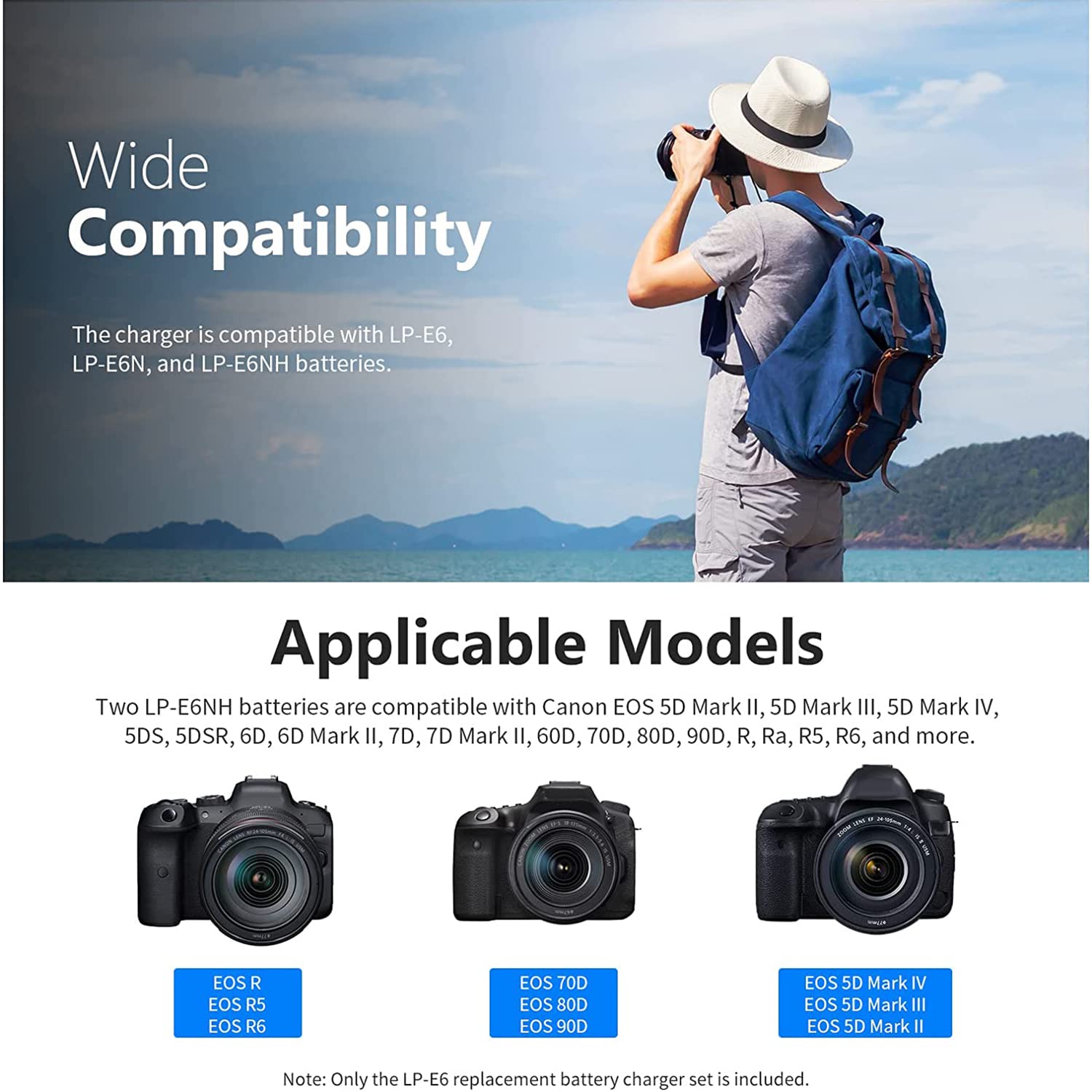 Neewer Lp E6Nh Replacement Battery Charger Set For Canon Eos R7 R5 R6 R, 5D Iii Iv, 6D Ii, 7D Ii, 70D, 80D, 90D, 2 Pack 2250Mah