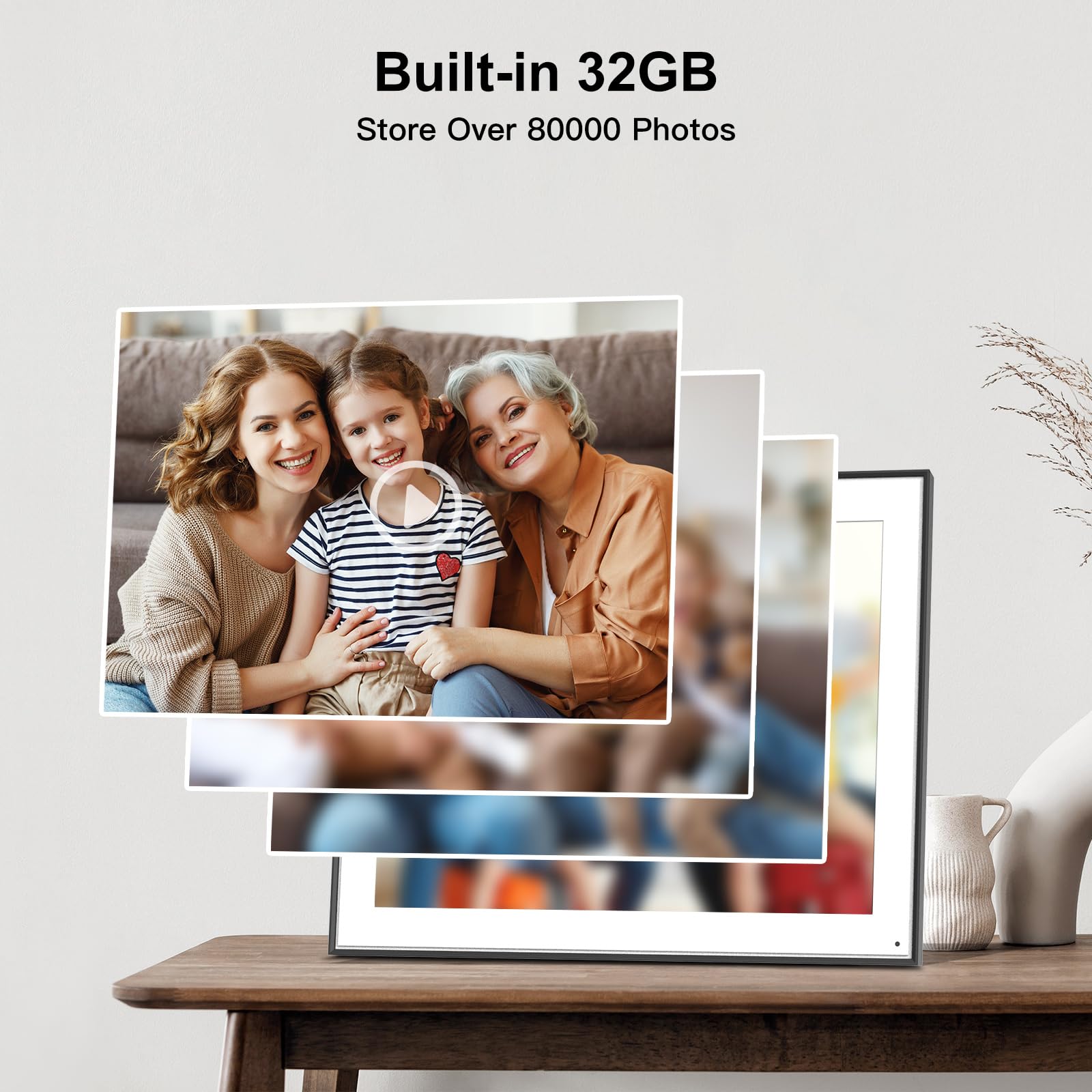 17-Inch Digital Picture Frame Large - 32Gb Digital Photo Frame Wall Mounted, Remote Control, Light Sensor, Full Functions, Share