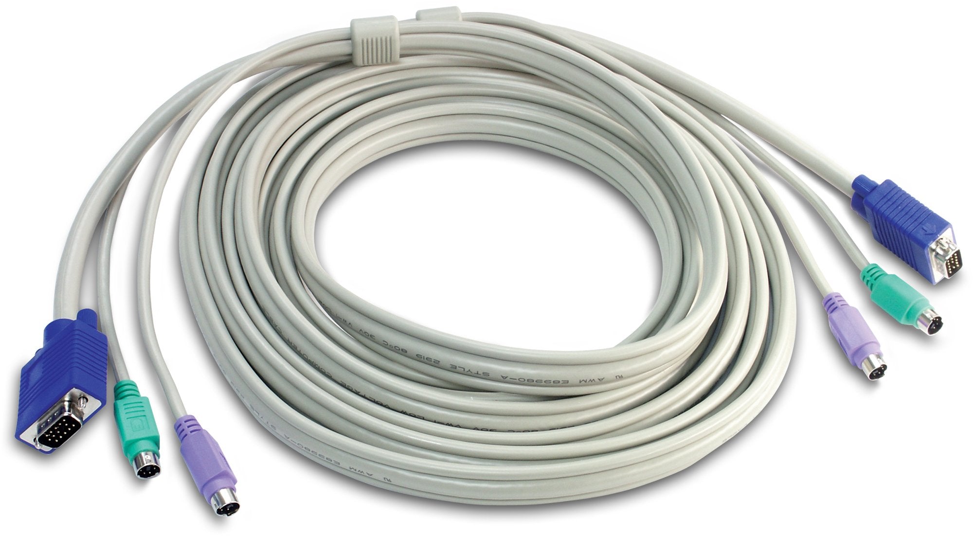TRENDnet PS2 VGA Combo KVM Male to Male Cable, 15 Feet, Connect with TRENDnet KVM Switches, Keyboard & Mouse: PS/2 Type 6-pin mi