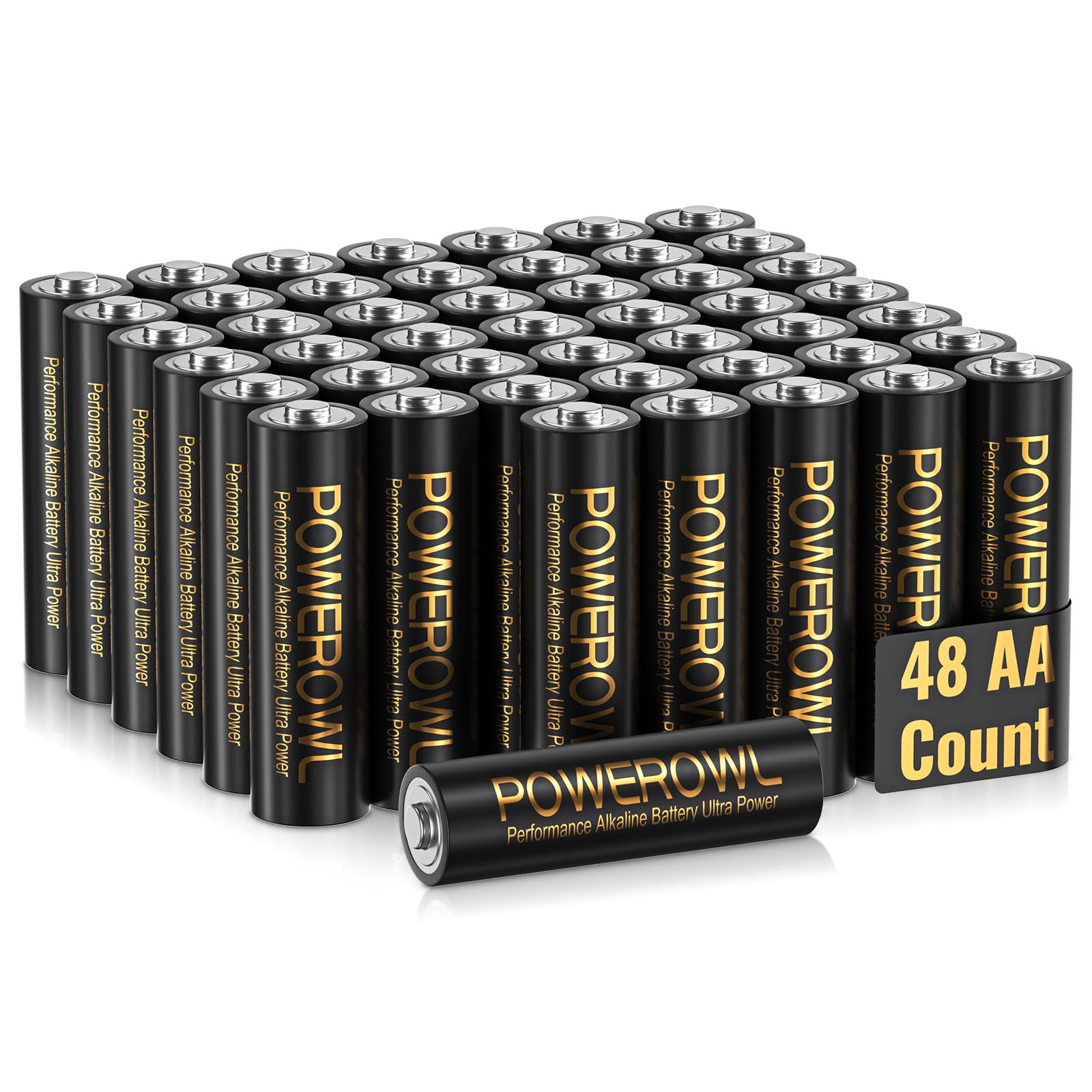 Powerowl High Capacity Alkaline Aa Batteries 48 Pack, 1.5V Long Lasting Double A Battery, 10 Year Shelf Life