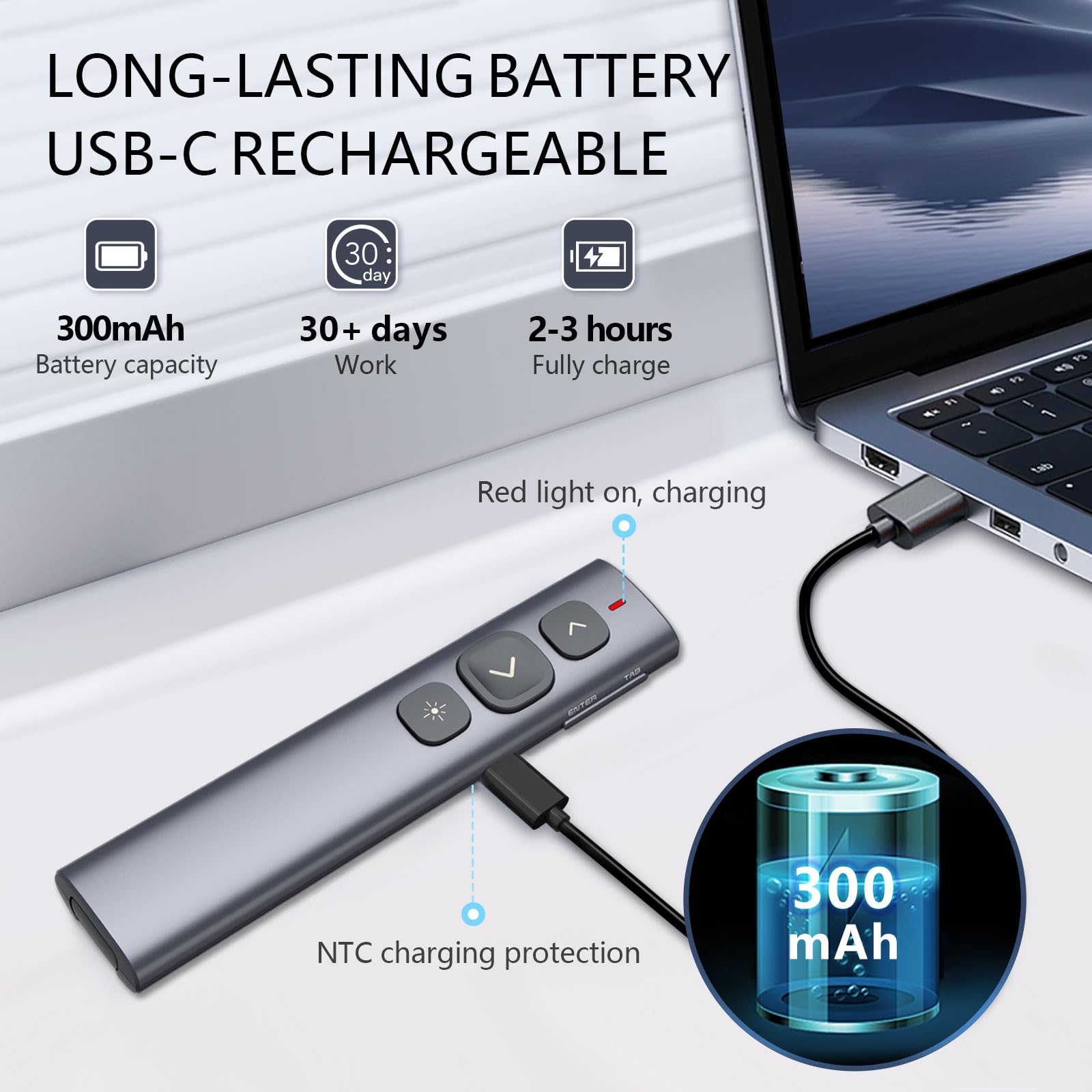 ?Soft And Big Button? Norwii N95 Rechargeable Presentation Clicker For Powerpoint Presentations, 2.4Ghz Laser Pointer Presentati