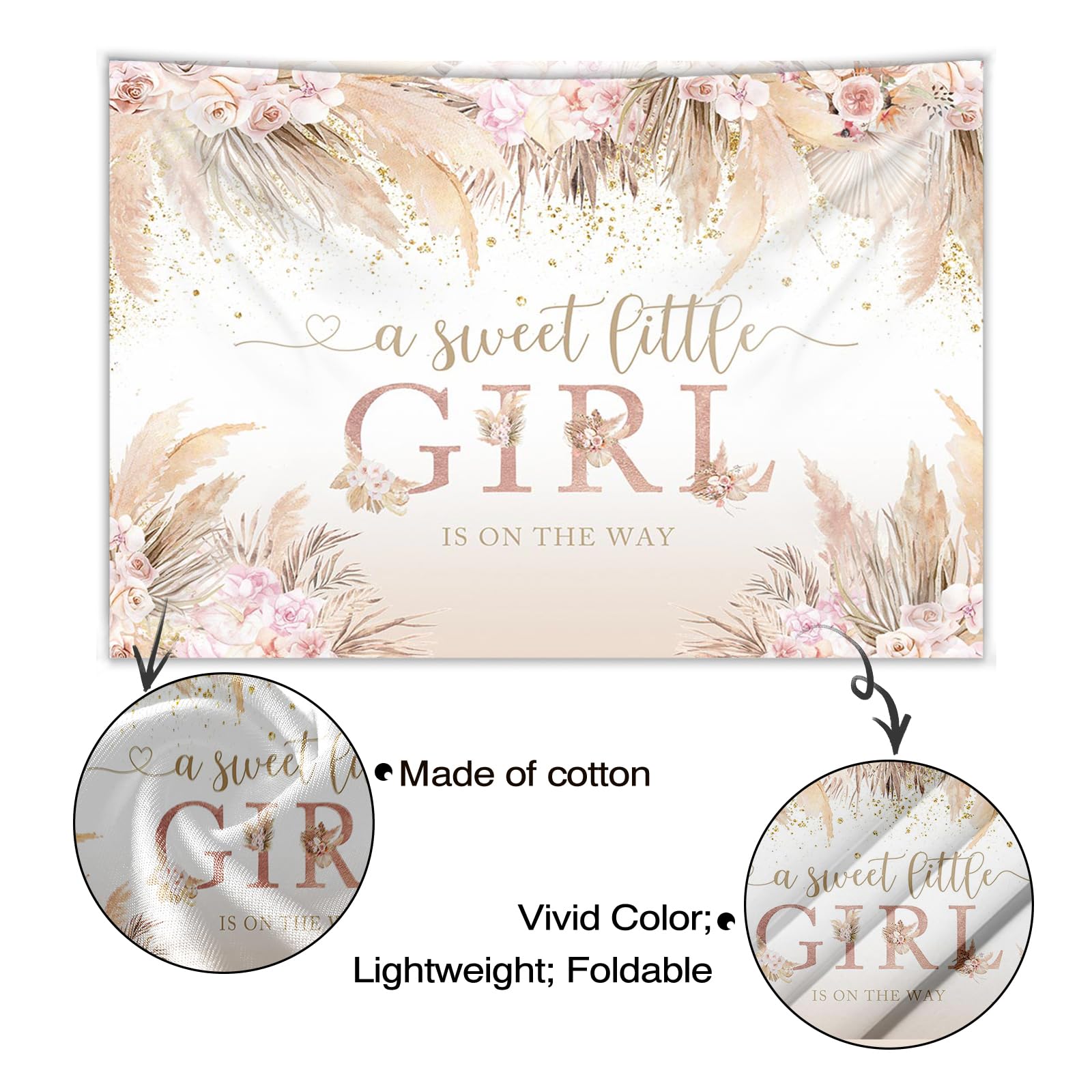 Mocsicka Boho Hello Baby Backdrop Boho Chic Pink Flowers Baby Shower Background A Sweet Little Girl Is On The Way Party Cake Tab