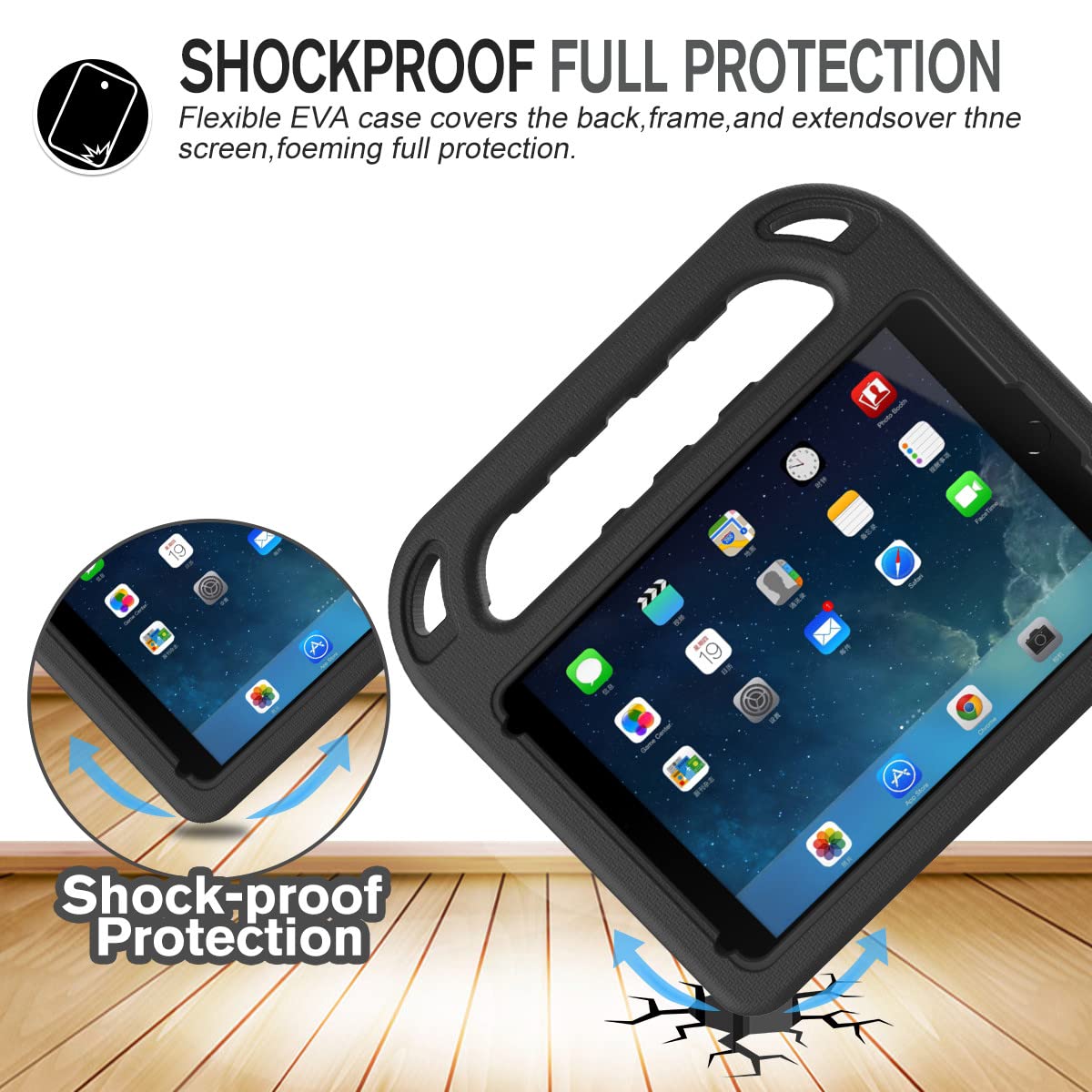 Ledniceker Kids Case For Ipad Mini 1/2/3/4/5 7.9 Inch, Light Weight Shockproof Handle Kickstand Cover For Ipad Mini 5Th/4Th/3Rd/