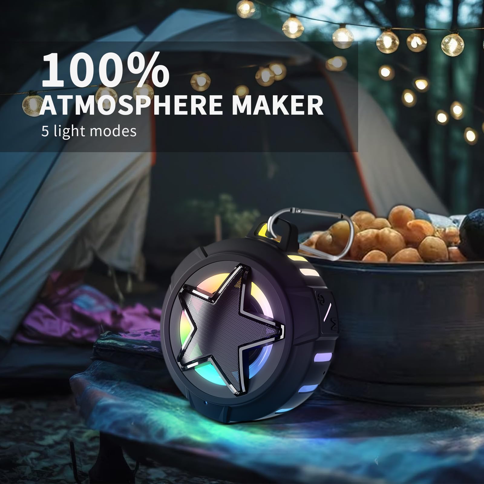 Eboda Bluetooth Shower Speaker, Ip67 Waterproof Portable Speakers, Floating, Tf Card, Small Outdoor Speaker With Led Light, True Wireless Stereo For Bike, Beach, Paddle Board, Kayak, Gifts