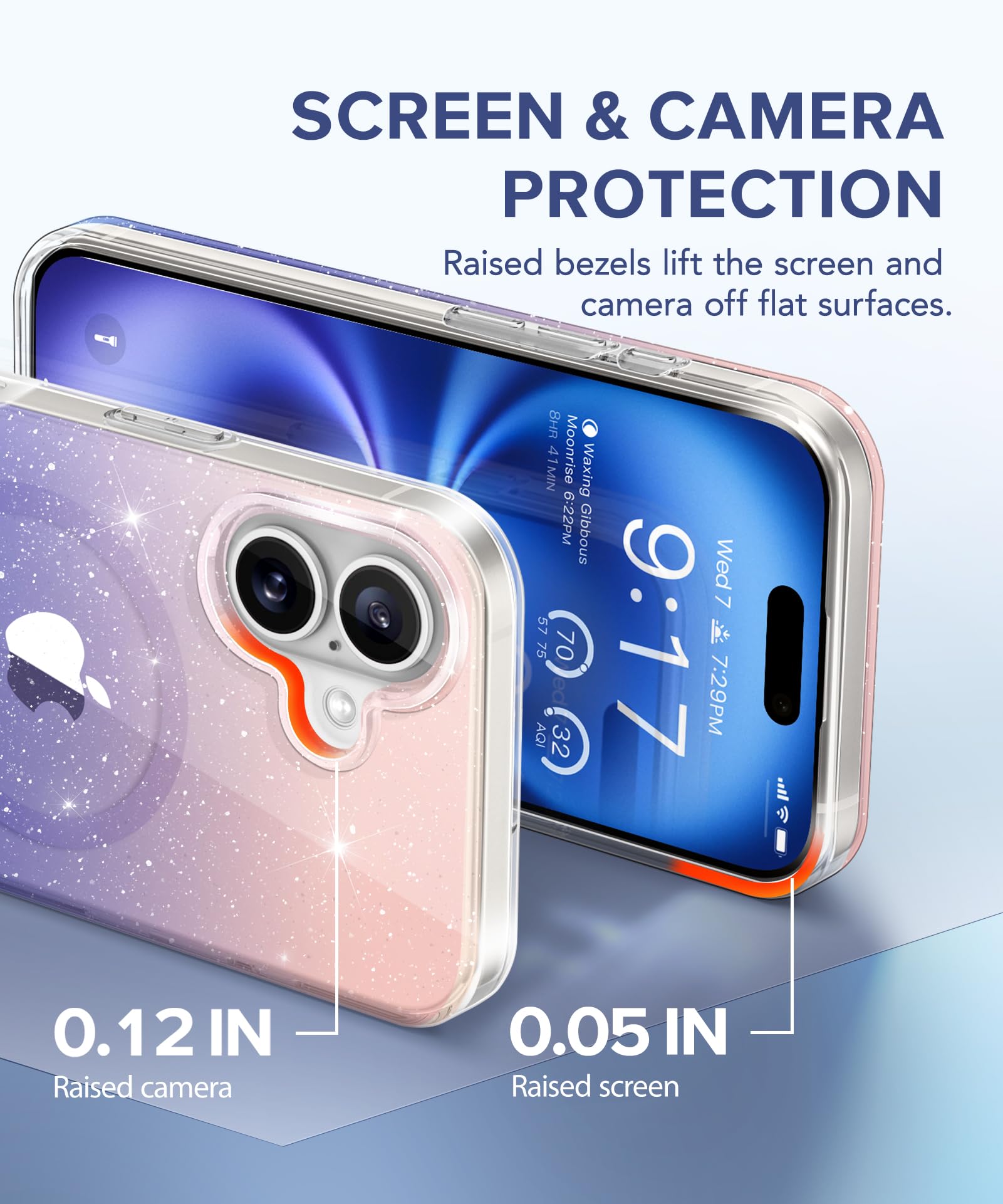 Berfy Compatible With Iphone 16 Plus Case Glitter, [5 In 1] With 2X Screen Protector + 2X Camera Lens Protector, [Non Yellowing]