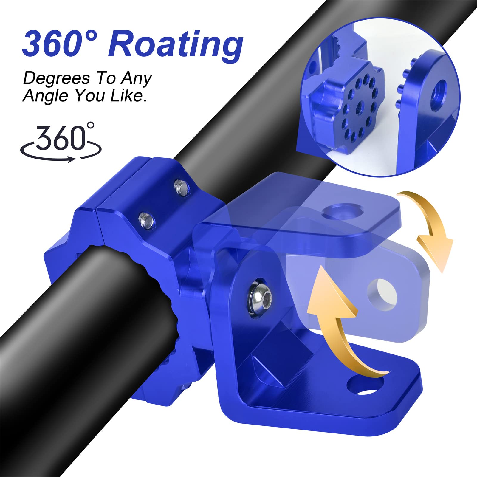 Zidiyoruo Utv Whip And Spot Light Mount, 360 Rotating Flag Hole, Aluminium Alloy, 1.75 To 2 Roll Cage (2 Pcs Blue)