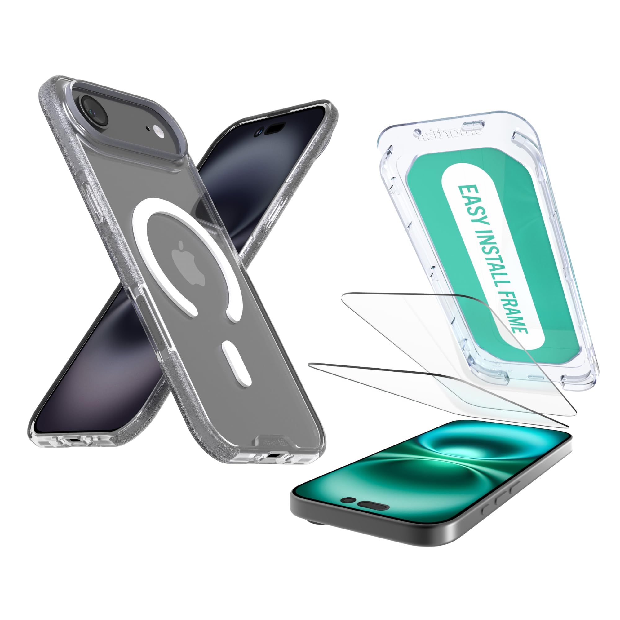 Smartish iPhone Air MagSafe Clear Case + Screen Protector - Magnetic Slim Case - Anti-Yellow Thin Grip Cover + 2-Pack Tempered G