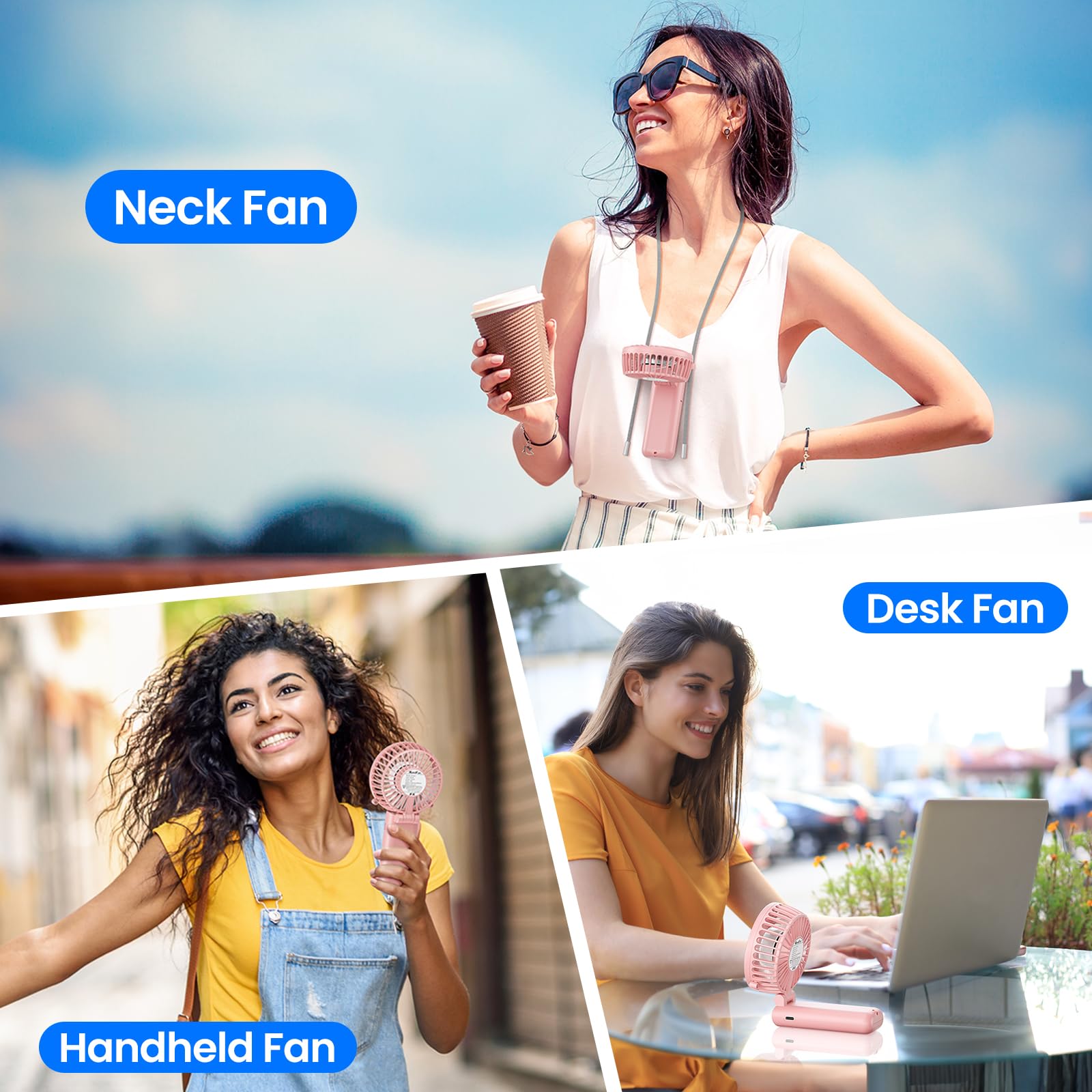 Handfan Upgraded Handheld Fan, 5 Speeds Strong Airflow Hand Fan [Max 27 Working Hours], 180 Foldable Compact Design Personal Fan