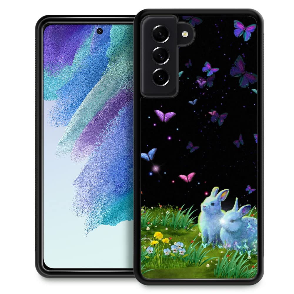 Zhegailian Compatible With Samsung Galaxy S23 Case,Bunnies Colorful Butterfly Samsung Galaxy S23 Cases For Girls,Non Slip Soft T
