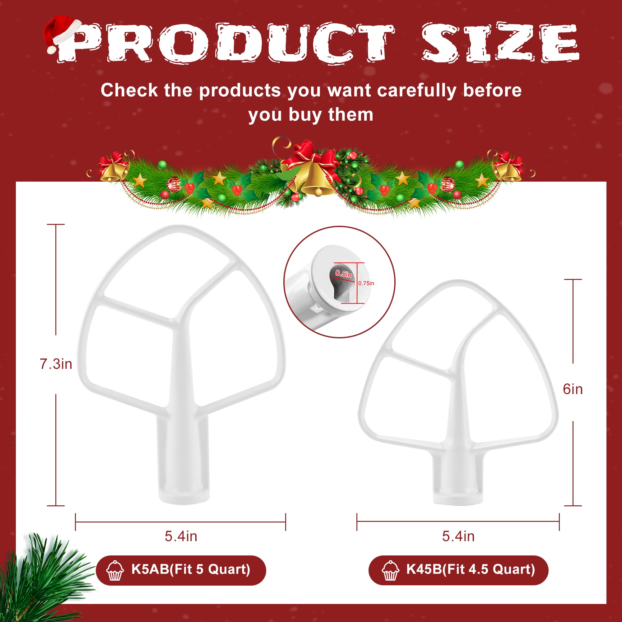 K45B Coated Flat Beater/Kitchen Mixer Paddle Attachment For Stand Mixer Perfectly Compatible For 4.5 Qt Tilt Head Stand Mixer,Fi