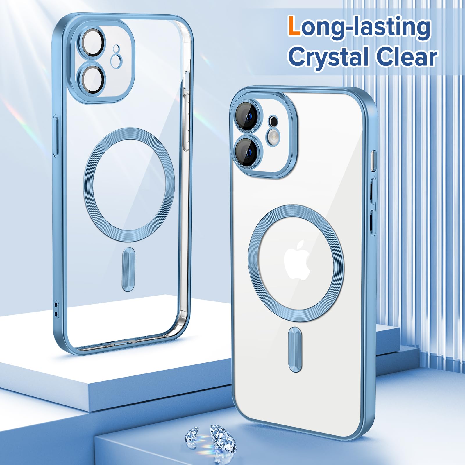 Hython Magnetic Clear Case For Iphone 11 Case With Camera Lens Protector [Compatible With Magsafe] Plating Edge Slim Soft Tpu Co