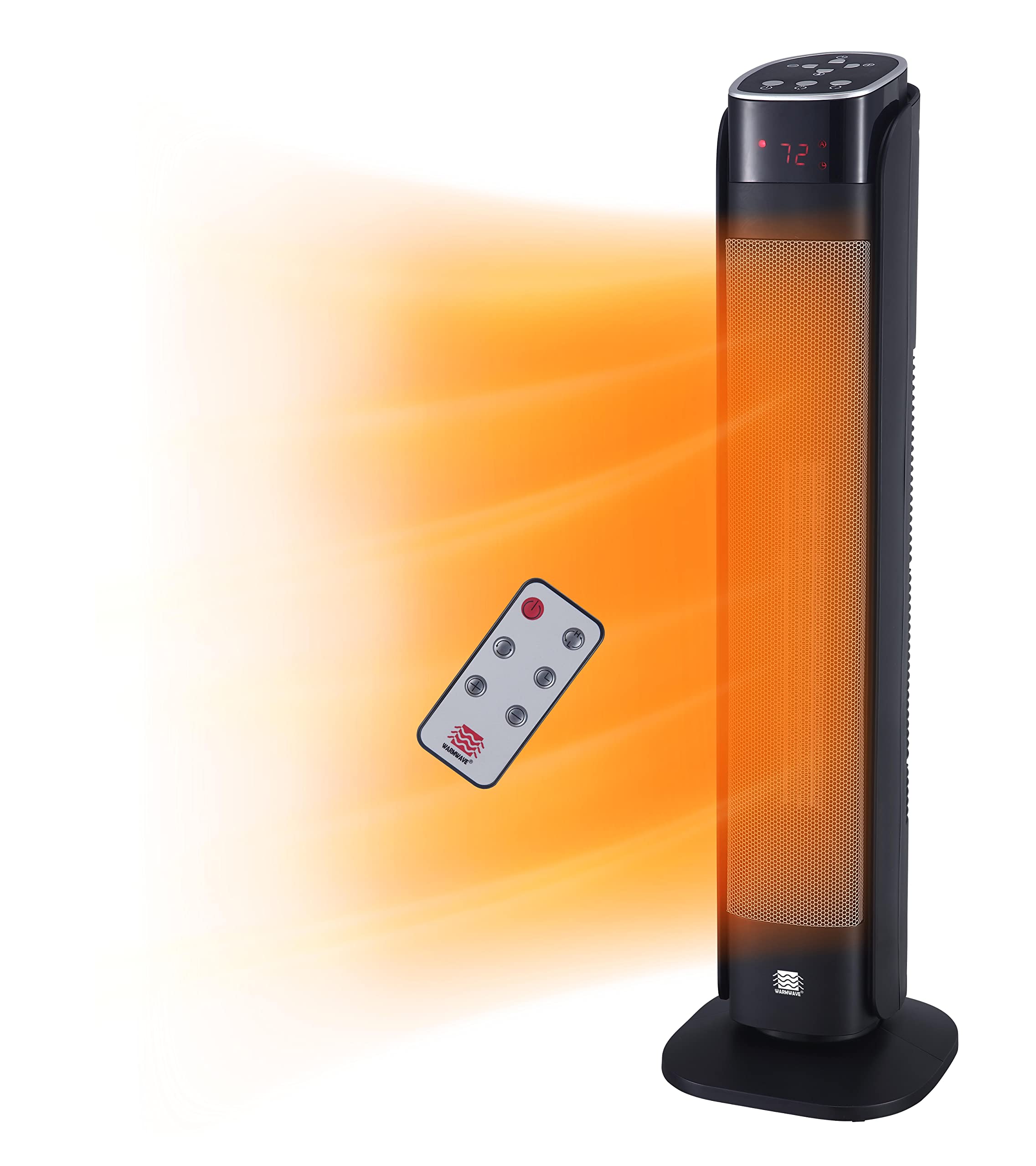 Warmwave Deluxe Digital 30'' Ceramic Oscillating Tower Heater With Remote Control, Black