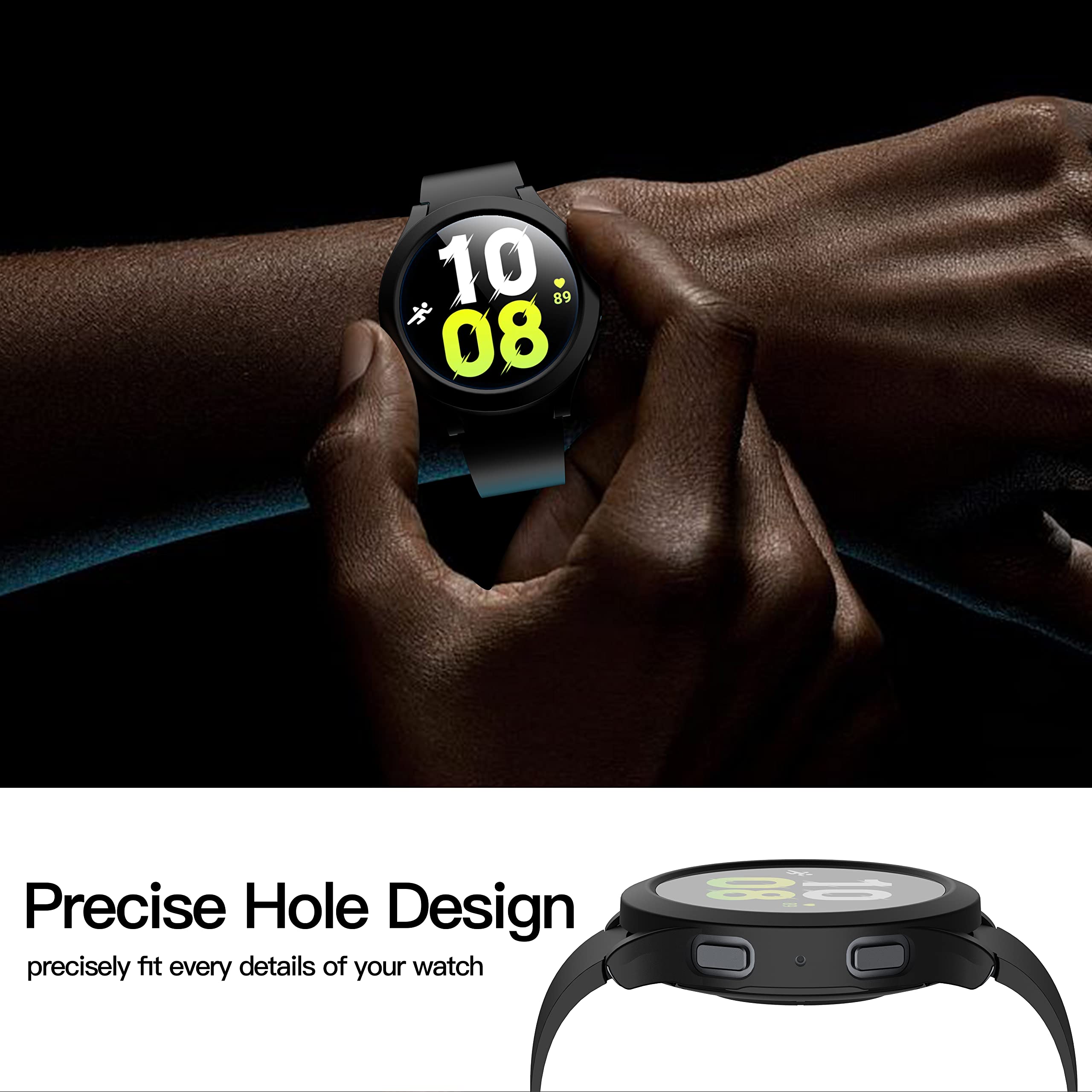 Misxi 2 Pack Hard Pc Case With Screen Protector For Samsung Galaxy Watch 5 Galaxy Watch 4 44Mm, Ultra Thin Scratch Resistant Cov