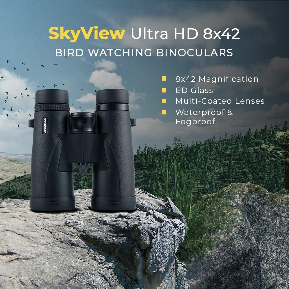 Wingspan Optics Skyview Ultra Hd   8X42 Binoculars For Bird Watching For Adults With Ed Glass. Waterproof, Wide Field Of View, C