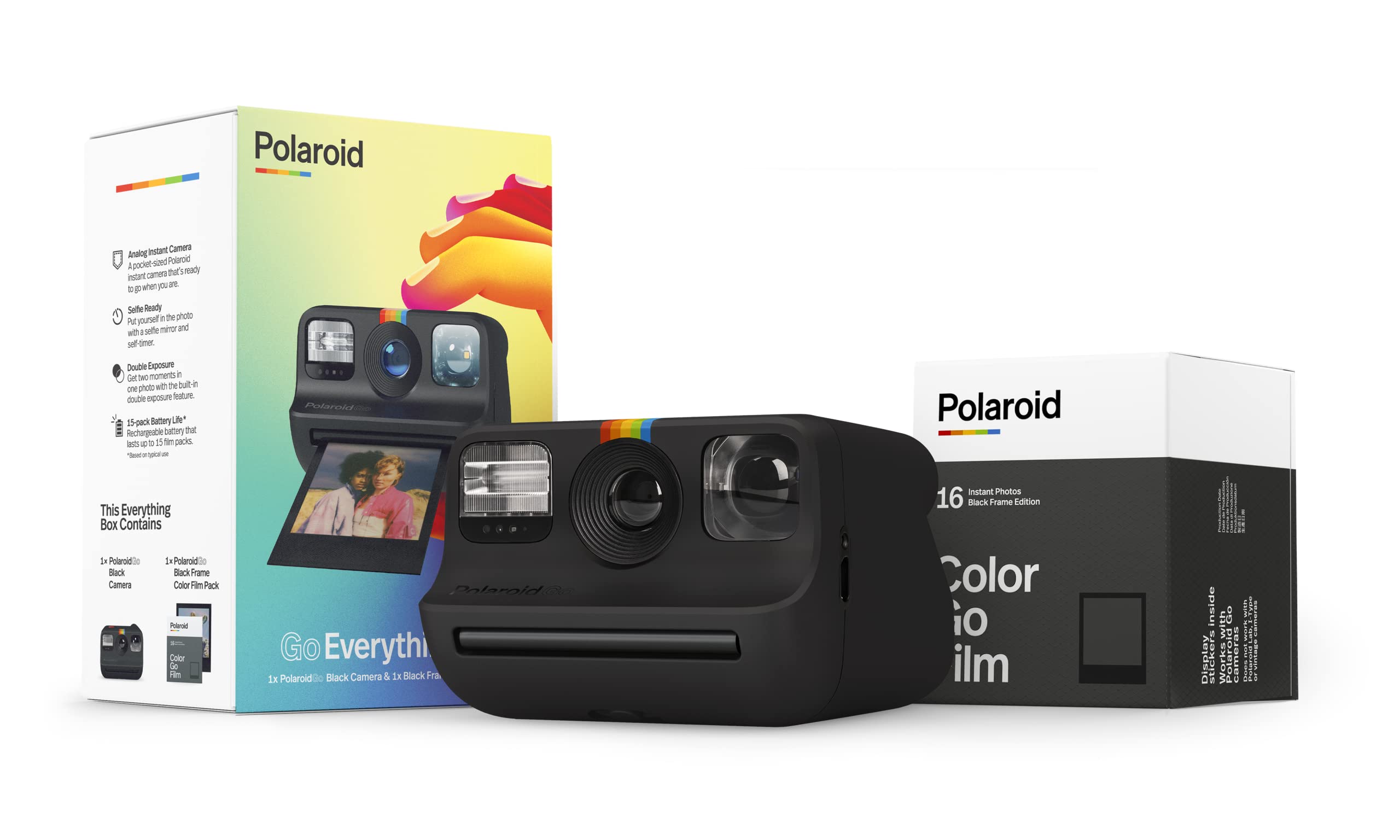 Polaroid Go Everything Box Black Camera And Black Frame Instant Film Bundle (6215)